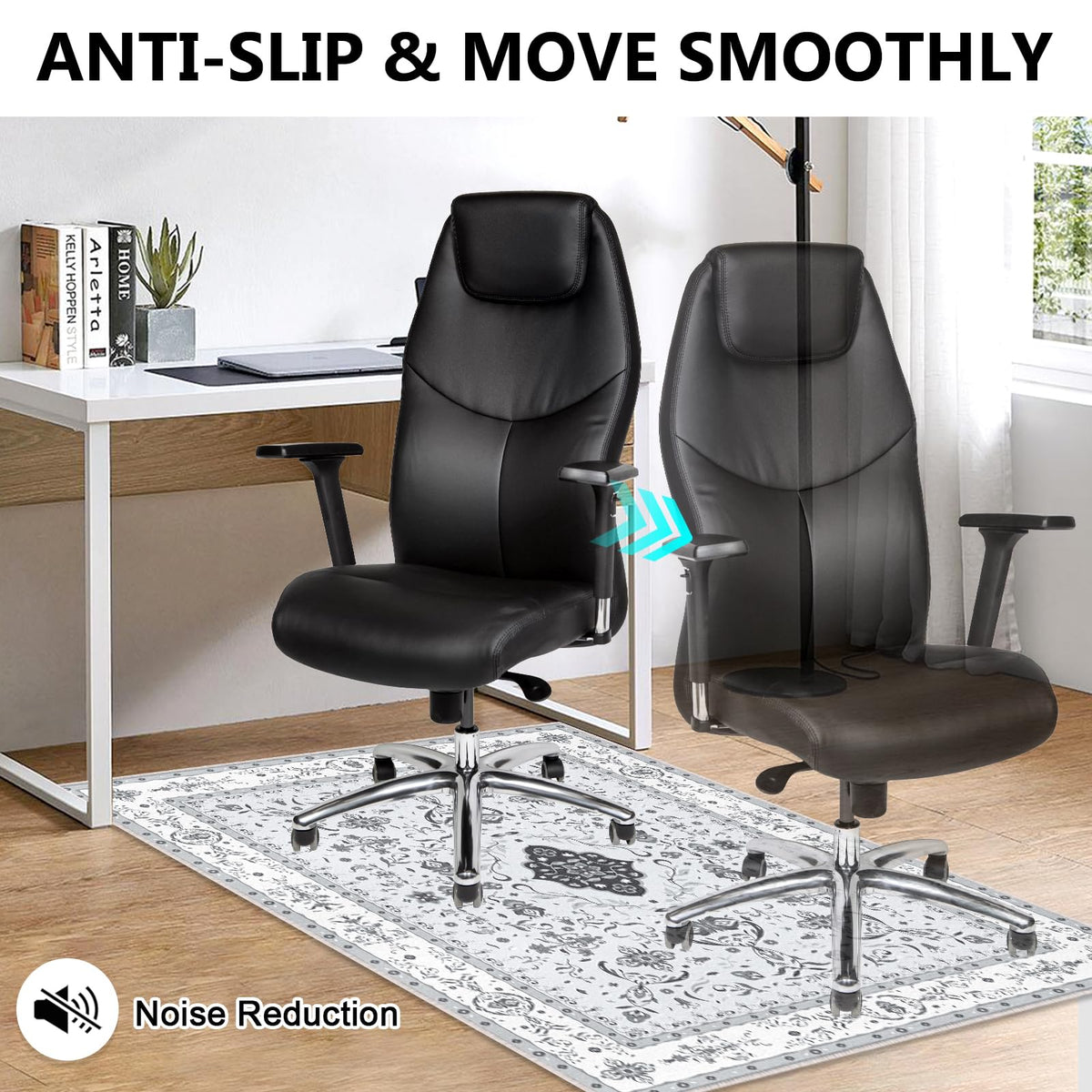 Office Chair Mat for Hardwood Floor: 36x48 Inch Low Pile Desk Chair Mat for Rolling Chair - Non Slip Dirt Resistant & Machine Washable