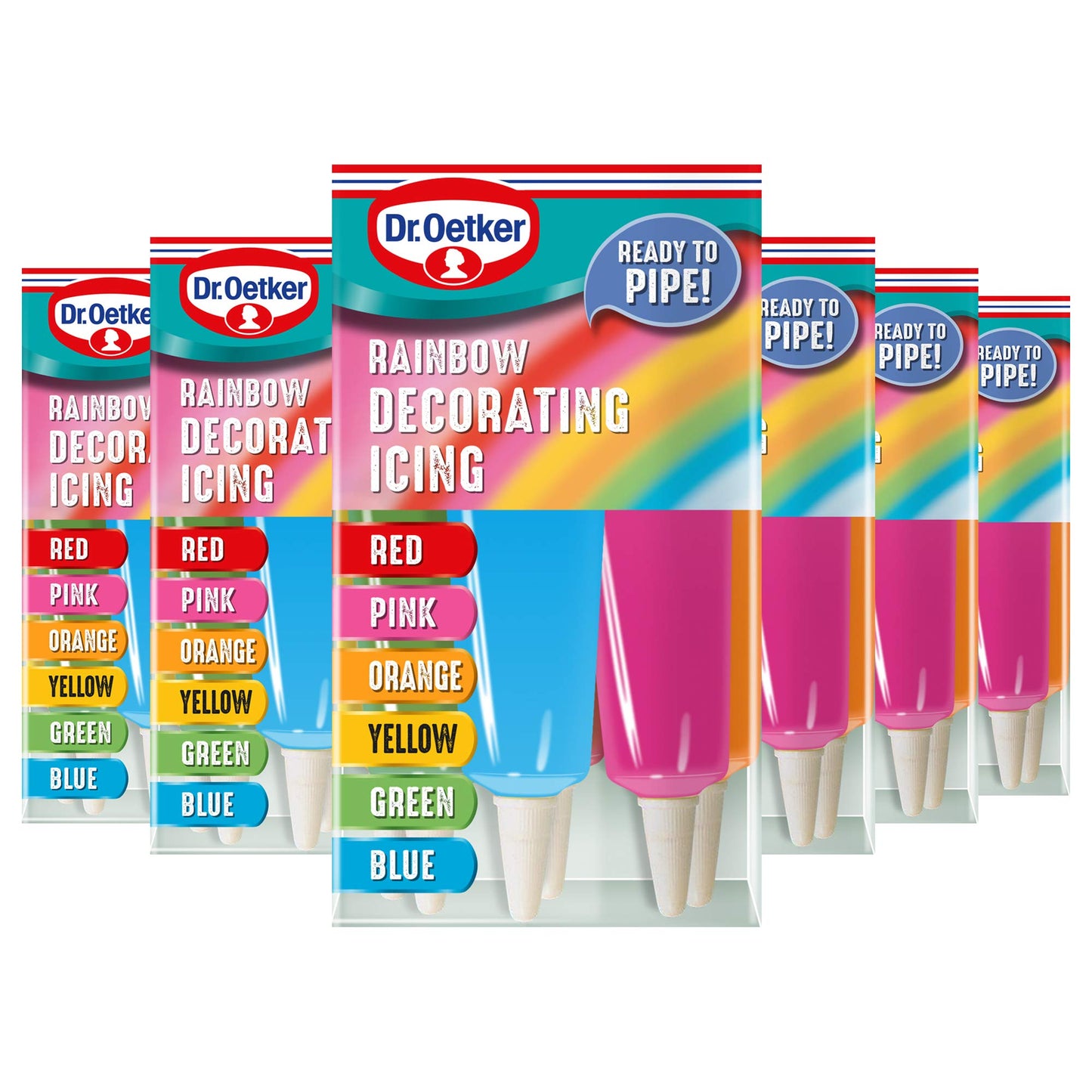 Dr. Oetker Rainbow Decorating Icing, 684g, Pack of 6 x 114g