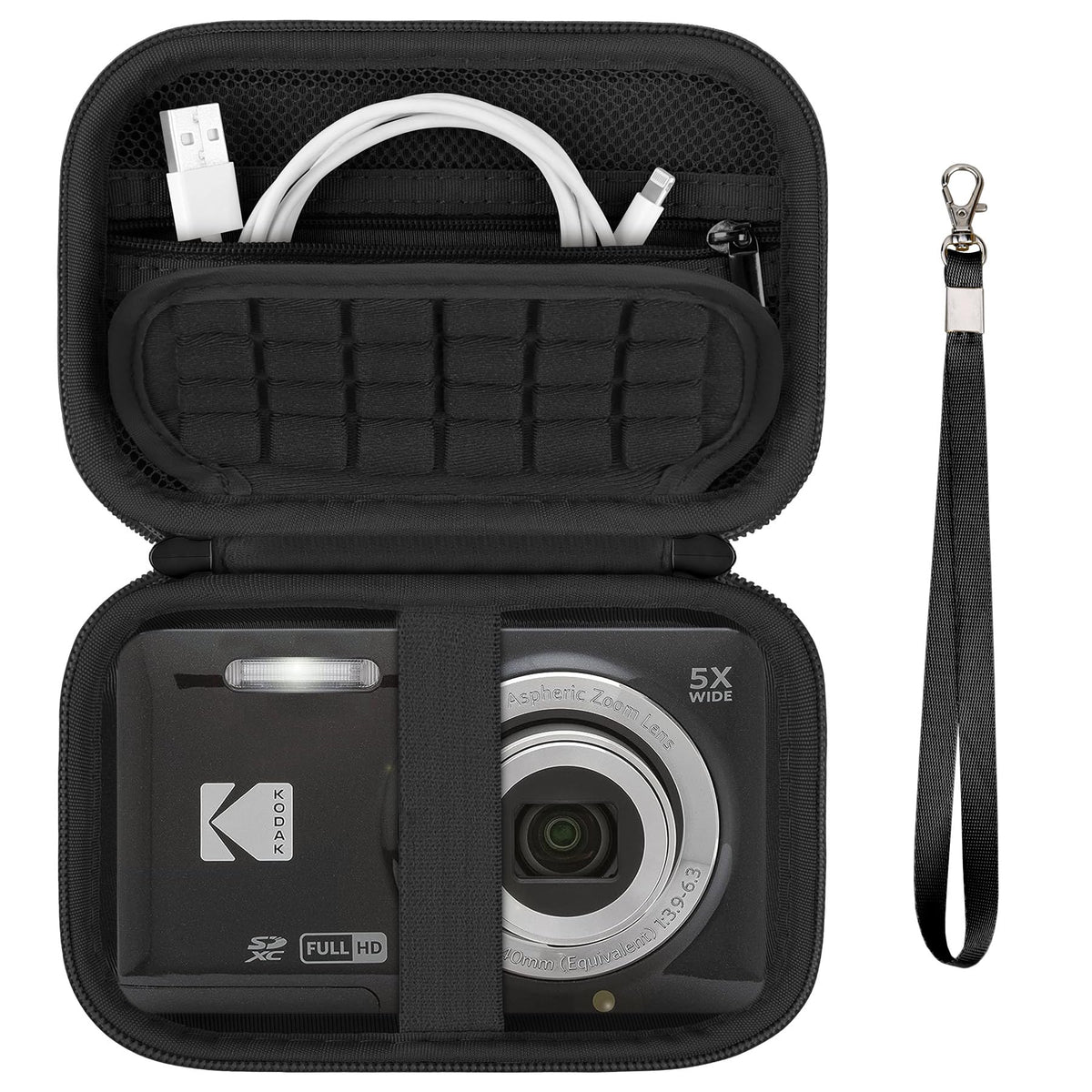 Supmay Carrying Case Compatible with Kodak PIXPRO FZ45 / FZ55 / FZ53 / FZ43 16MP Digital Camera, Vlogging Camera Storage Holder Bag with Mesh Pocket