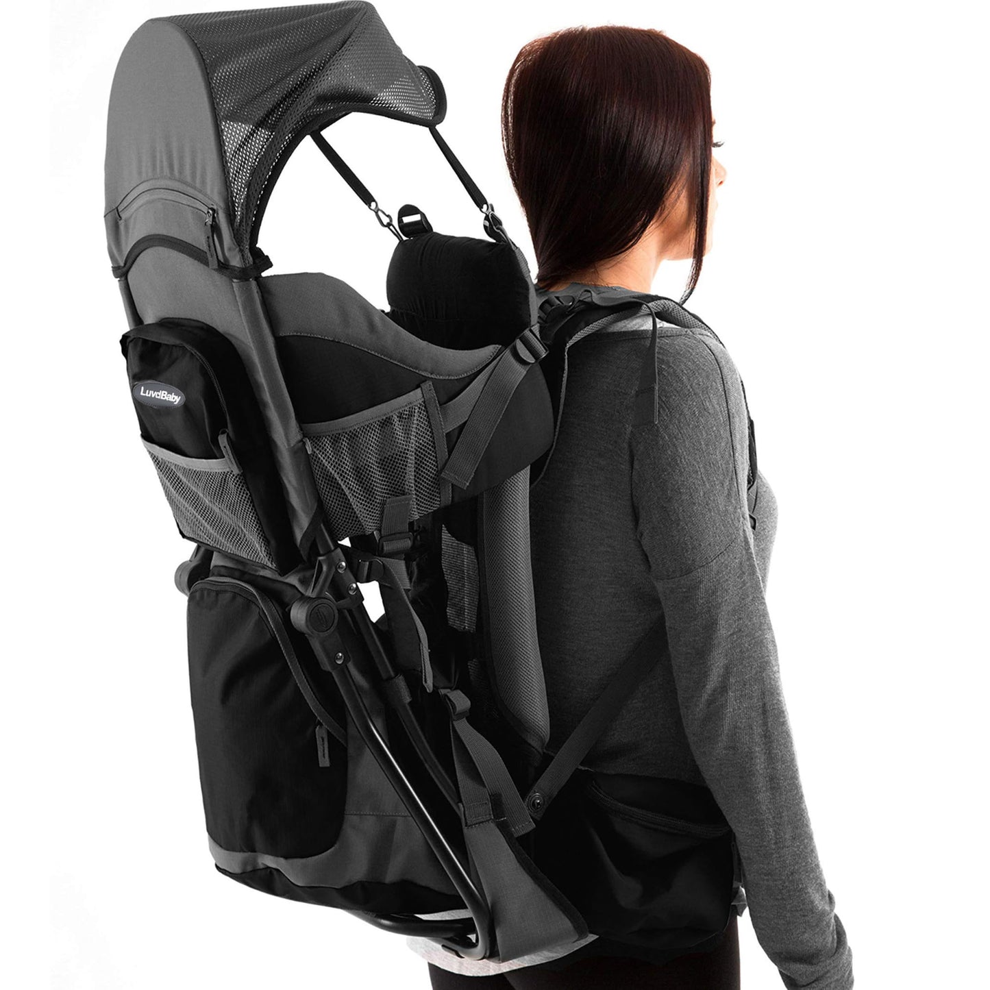 Hiking Baby Carrier Backpack - Comfortable Toddler/Baby Backpack Carrier System with Diaper Change Pad, Insulated Pocket + Rain and Sun Hood to