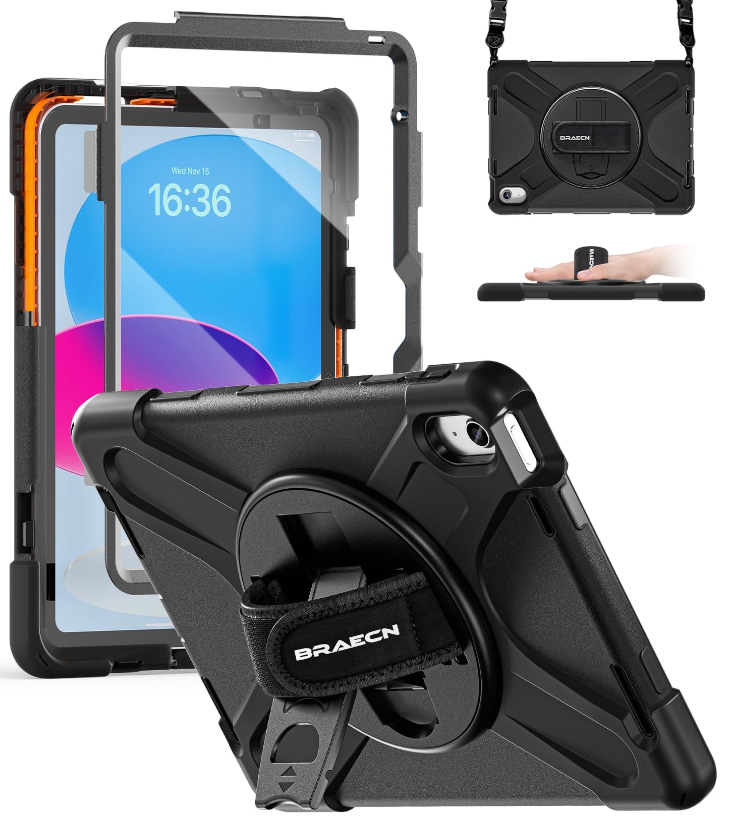 BRAECN for iPad (A16)11th/10th Generation Case 11/10.9 inch 2025/2022 Heavy Duty Shockproof Protective with Pencil Holder Screen Protector