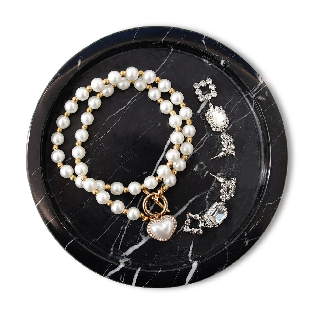 Marble Tray Bathroom Tray ? Elegante Marmor Deko f?r Bad & Dusche, rutschfest, wasserfest, stylisches Badezimmer Organizer - Black