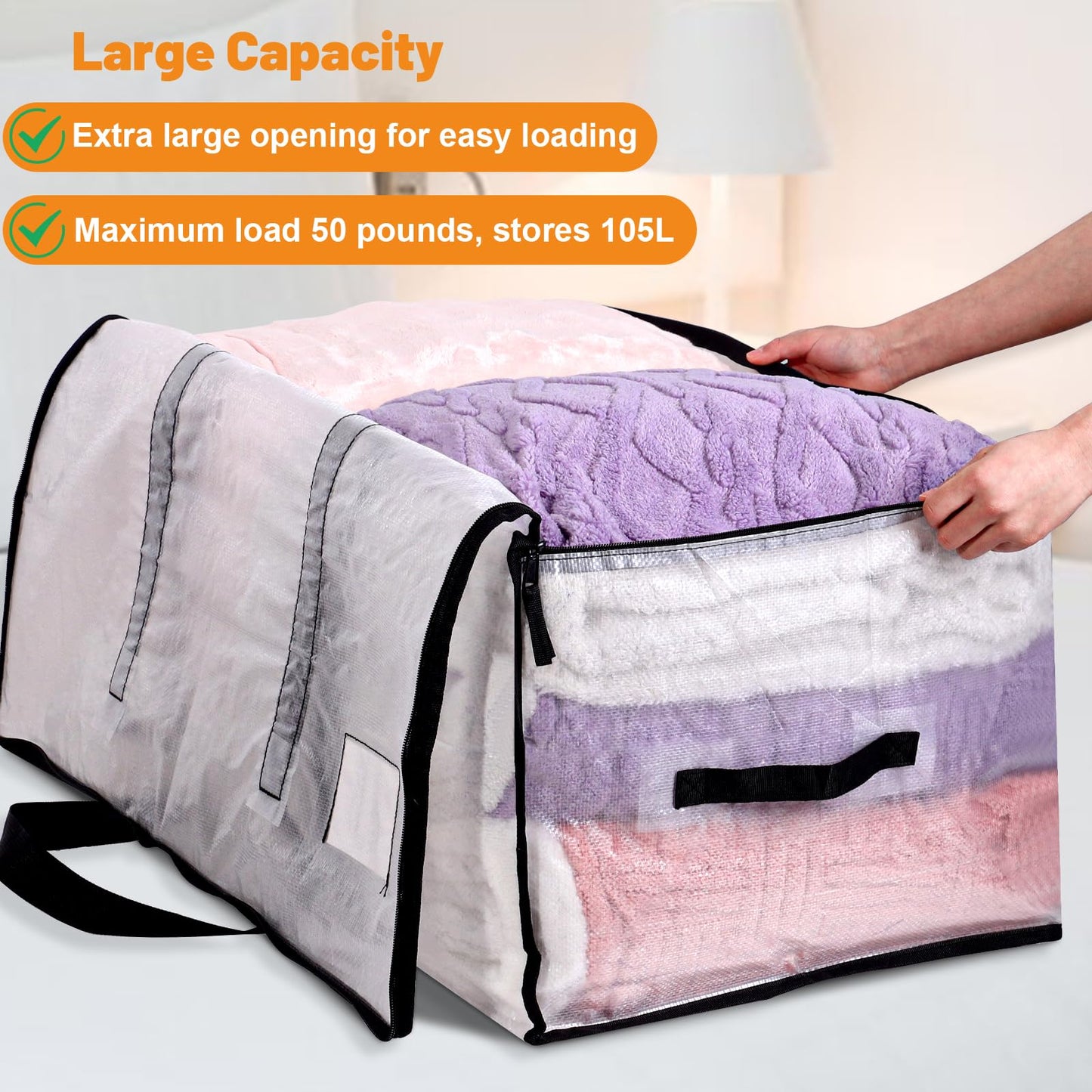 Dntorx 8 Pack 105L Moving Bags Heavy Duty Storage Bag Dorm Moving Essential