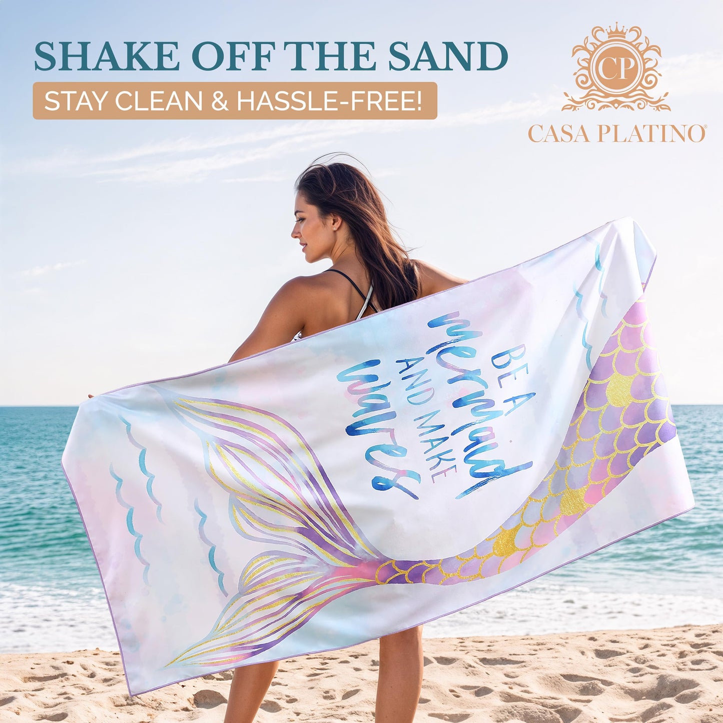 Casa Platino Extra Large Microfiber Beach Towels (2-Pack, 71"x32") – Quick-Dry, Sand-Free, Lightweight & Oversized
