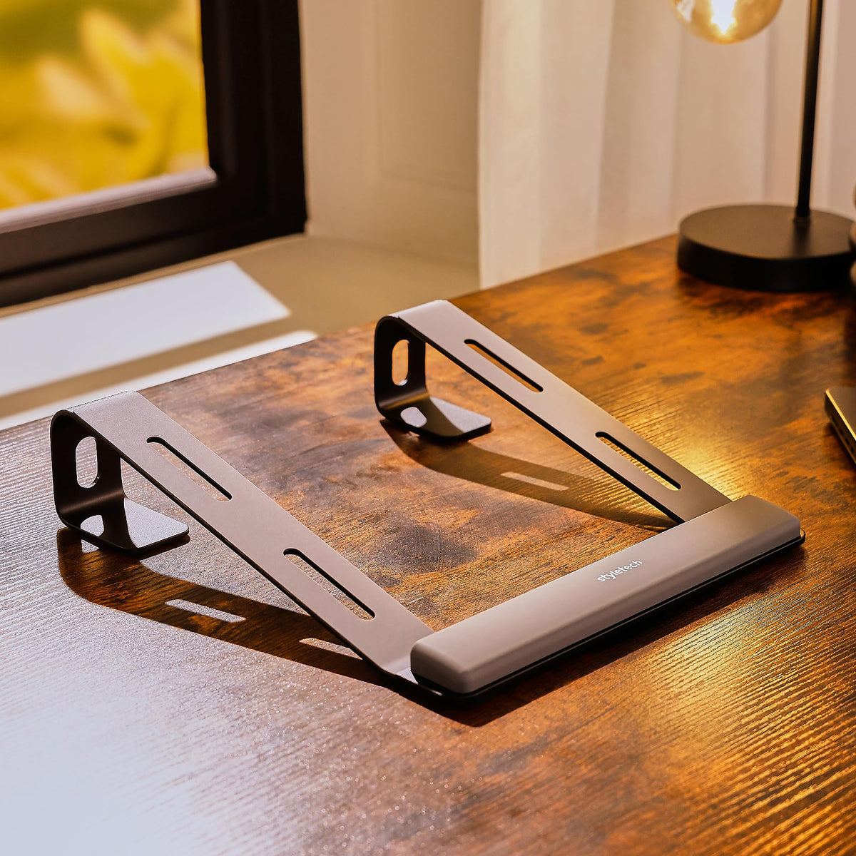 styletech Laptop Riser Stand, Super Durable with Wrist Support, Increased Airflow and Anodised Finish (Black)