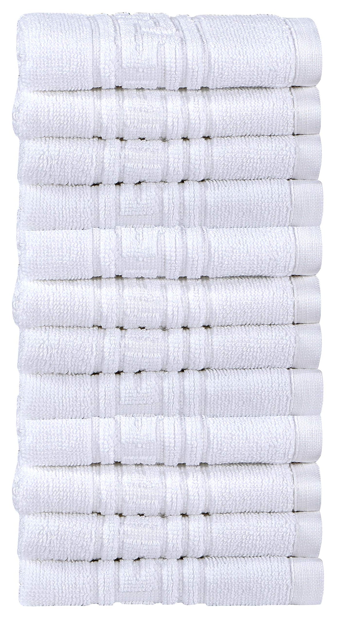 Divine Textiles 100% Egyptian Cotton Flannel Face Cloths Wash Towel Set - White 12 Pack, 30 x 30 cm