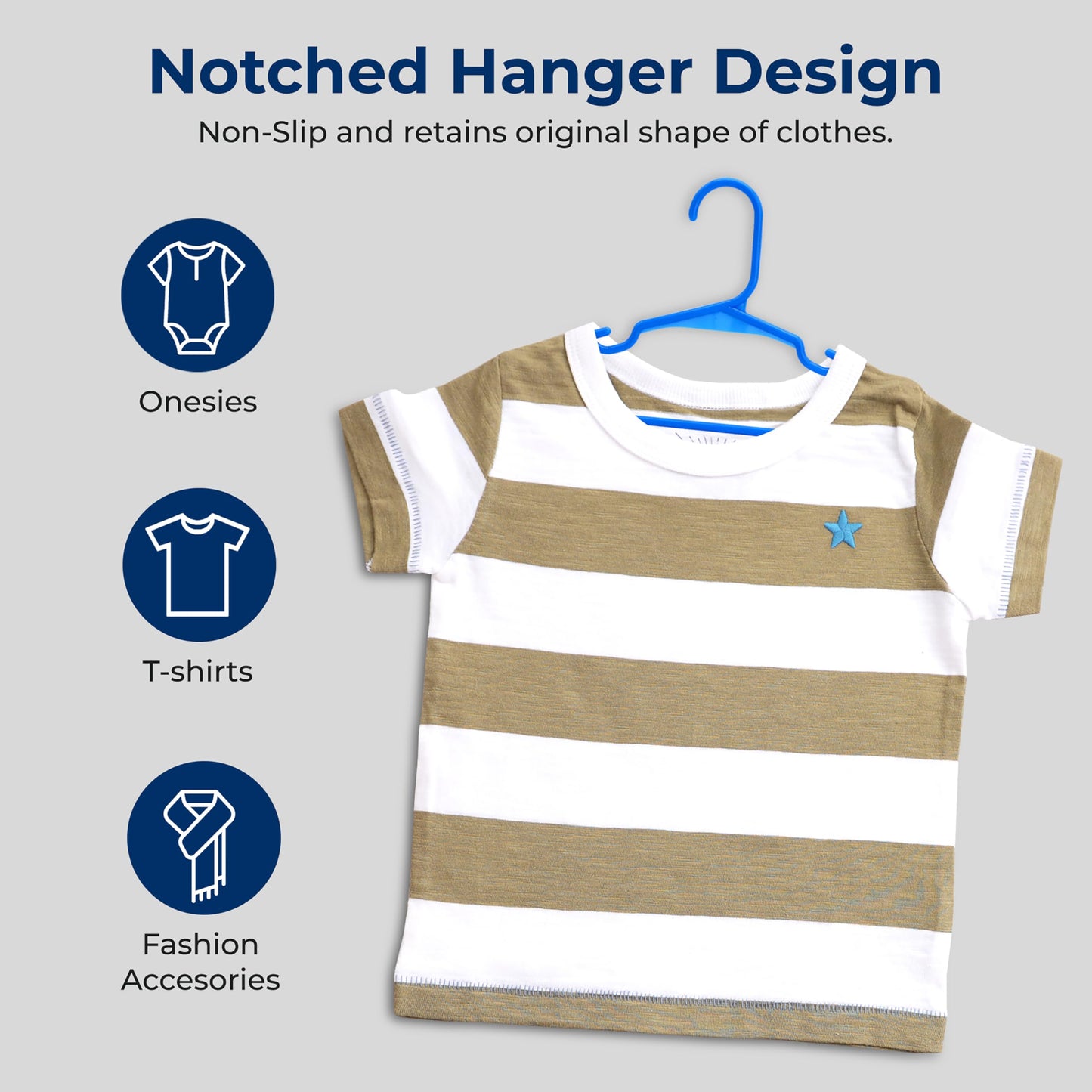 SereneLife 20 Pack Plastic Kids Hangers, Non-Slip for Closet, Space-Saving Thin Design for Infant and Newborn Clothing