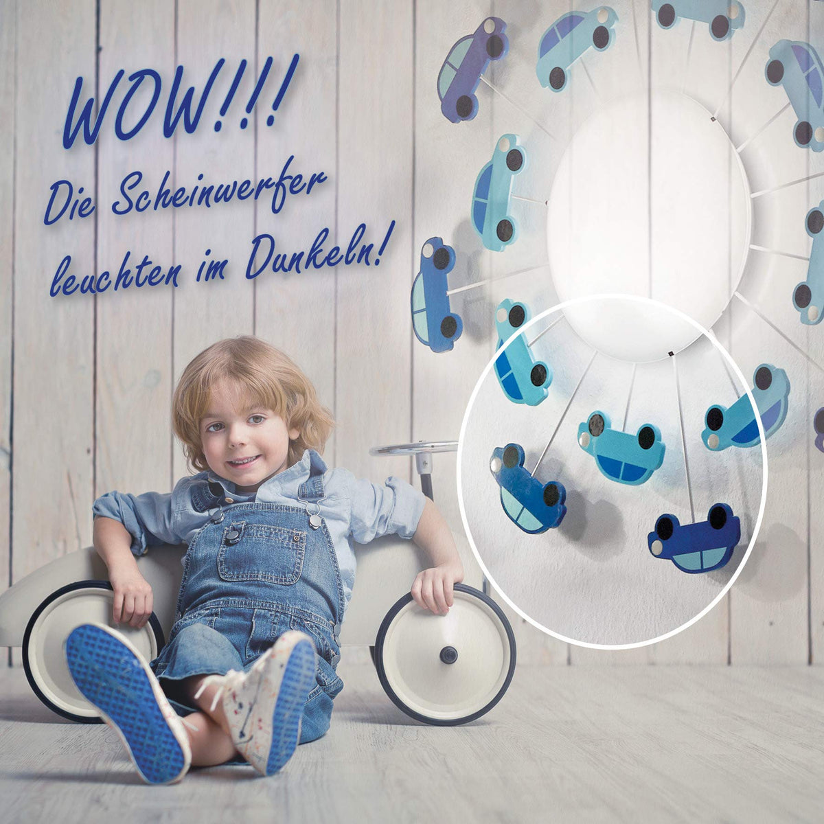 Eglo Viki 1 Kids Ceiling Light, Steel Flush Mounted Wall Light in Blue with Satin and White Glass, E27 Socket
