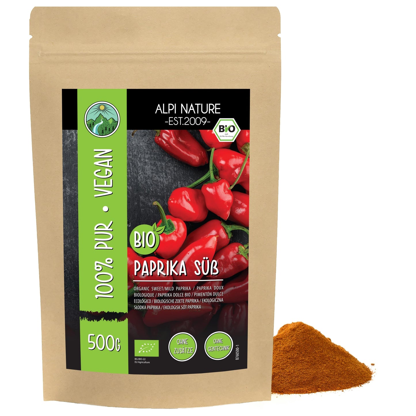Alpi Nature Organic Sweet Paprika 500g 1.1 lb, Ground Sweet Red Peppers, Ground Paprika Powder
