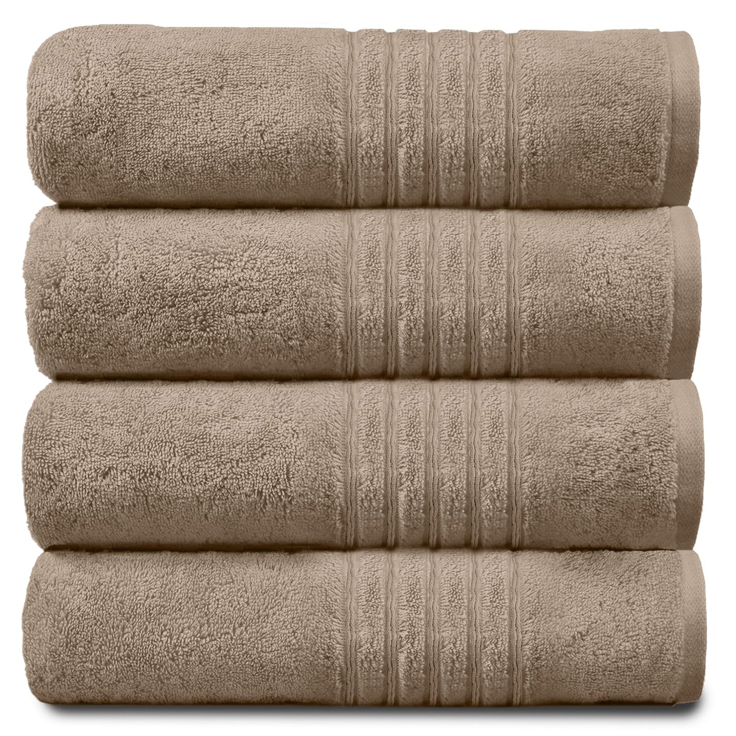 New Hampton Pack of 4 Bath Towel Set, 100% Ringspun Cotton, Extra Absorbent 450 GSM Luxury Bath Sheets, Natural, 4PK