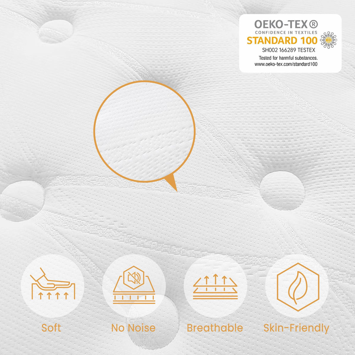 TeQsli Single Mattress 3FT Memory Foam Spring Hybrid Mattress 27CM