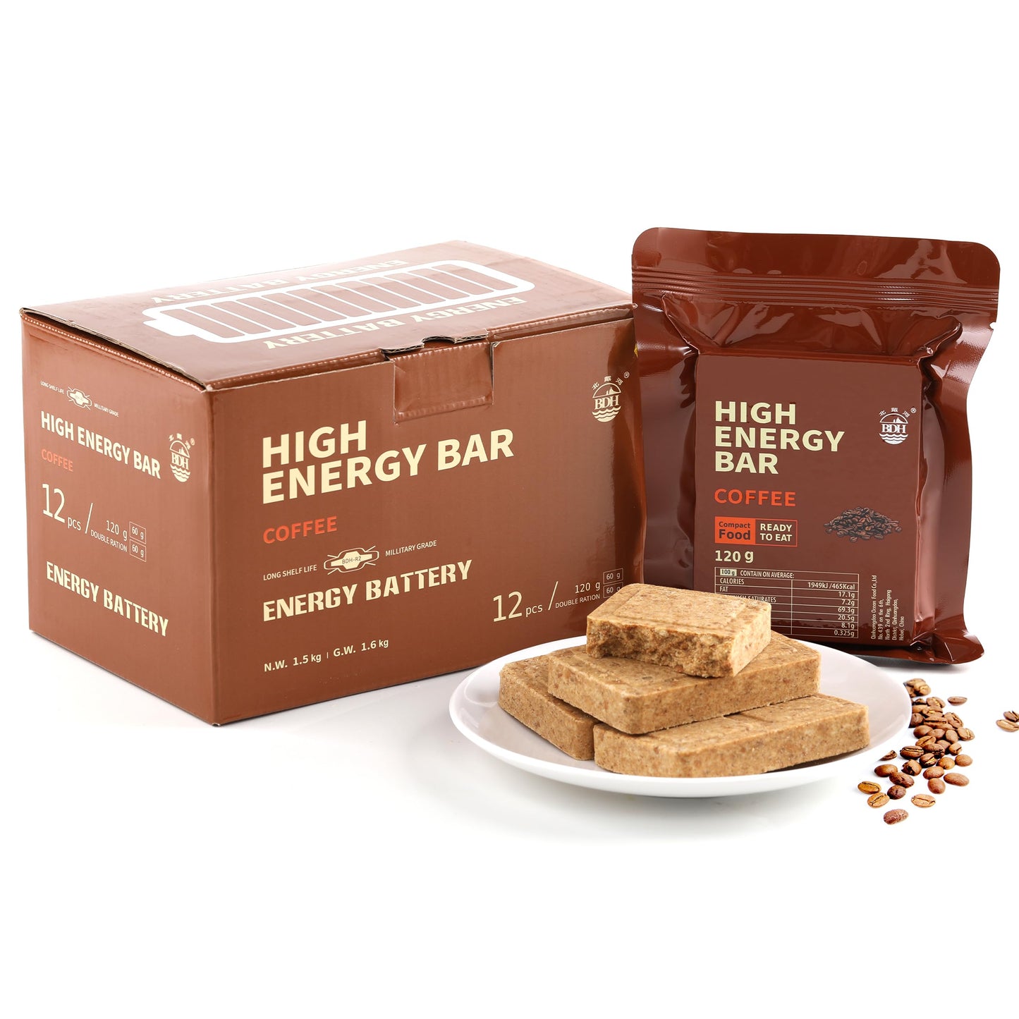 Emergency Food Ration Bars -12 Count Coffee Flavor Compressed Biscuit Survival Tabs, Food Rations Supply for Outdoor Camping Hiking Snowstorm