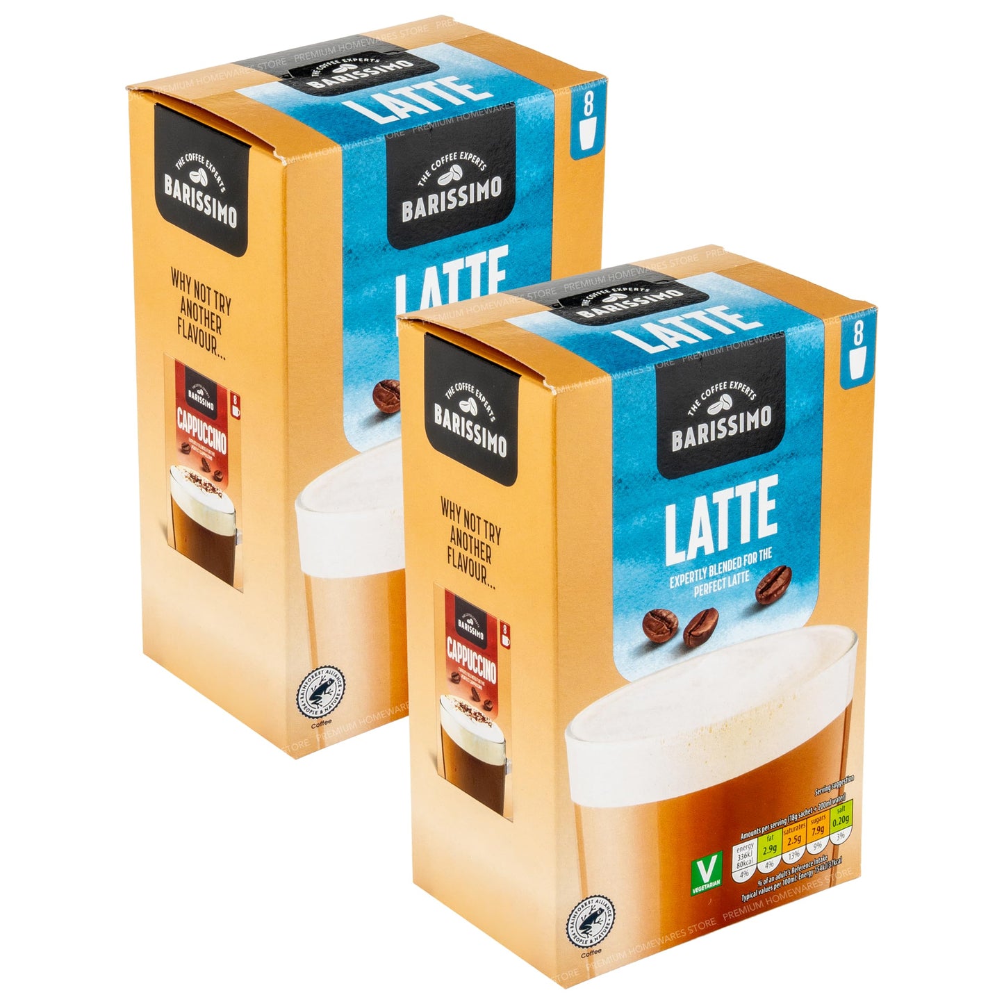 16 x Latte Instant Coffee Sachets By Barissimo, Creamy & Indulgent, 272g