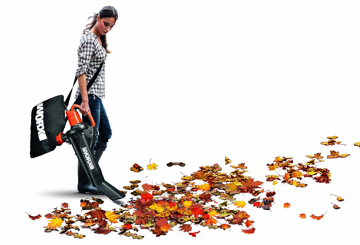 WORX WG505E 3000W Trivac Garden Blower Mulcher and Vacuum Garden for Clearing Patios of Leaves and Other Waste, Black, 10 m Cable