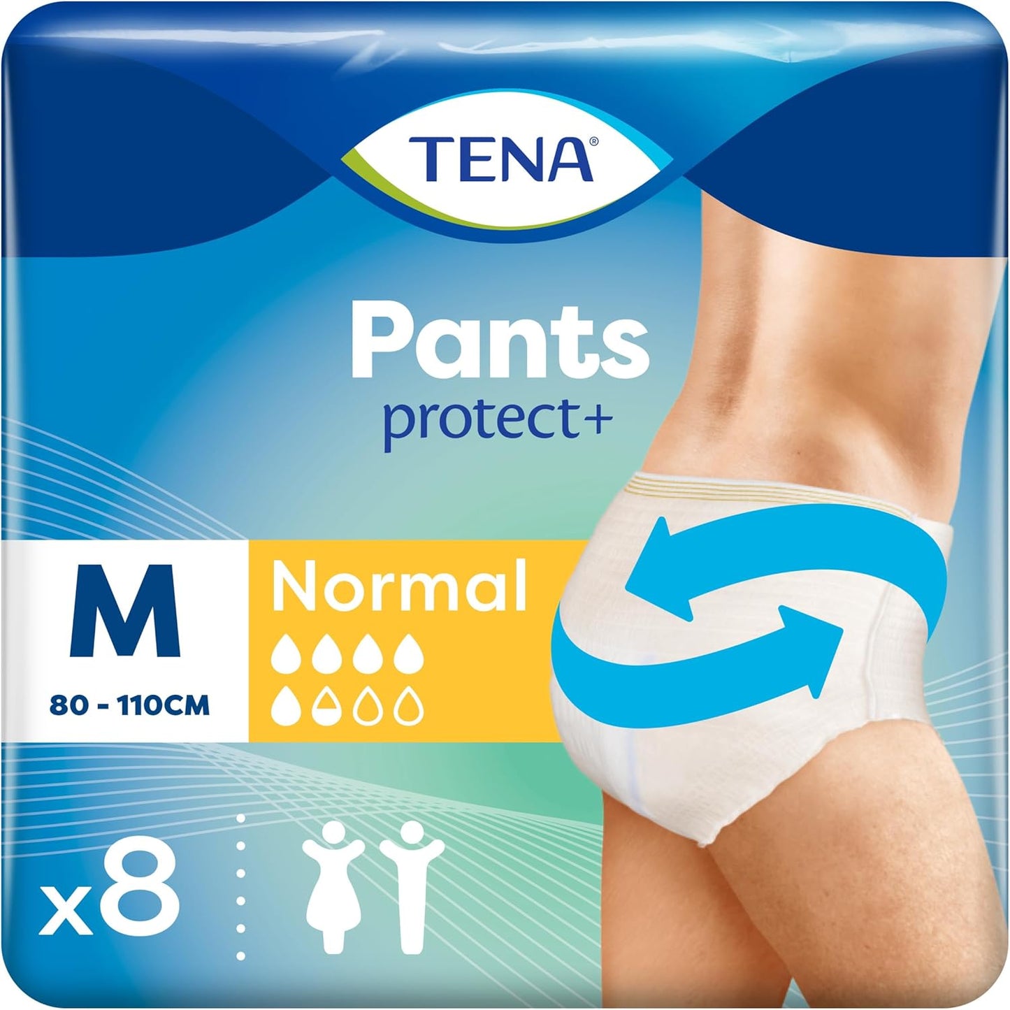 TENA Pants Normal Medium (M) Pack of 8, New but scruffy packaging