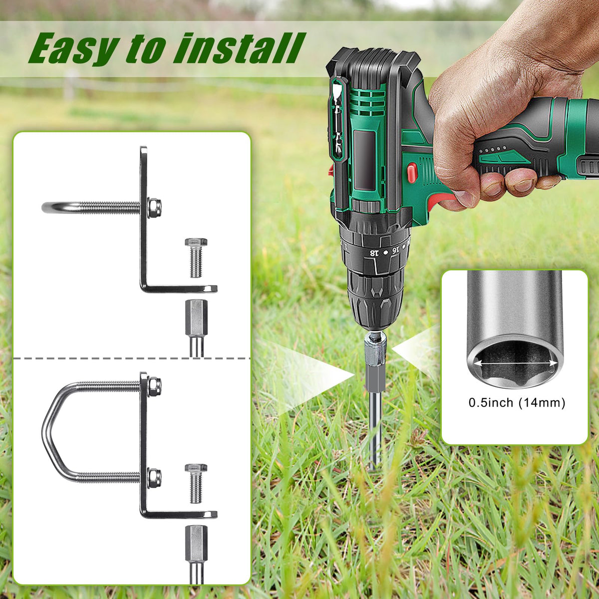 Insaga Tent Peg, 81cm Heavy Duty Ground Anchor Large Metal Earth Sand Stake Spiral Blade Screw in Trampolines Spike for Swing