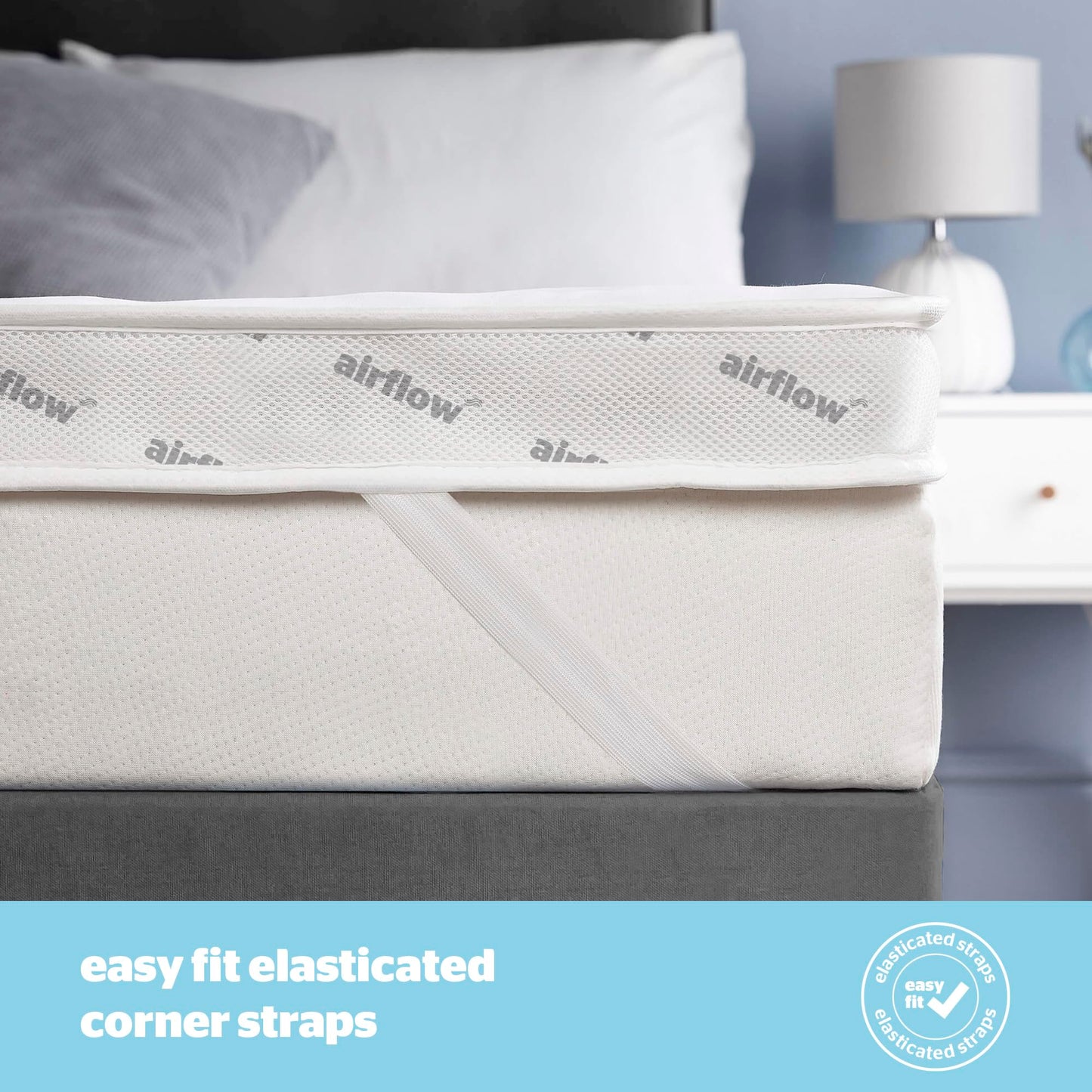 Silentnight Airflow 800 Mattress Topper - Extra Thick Deep Fitted Mattress Enhancer with 8cm Thick Cushioning, Mesh Sides to Increase Airflow and