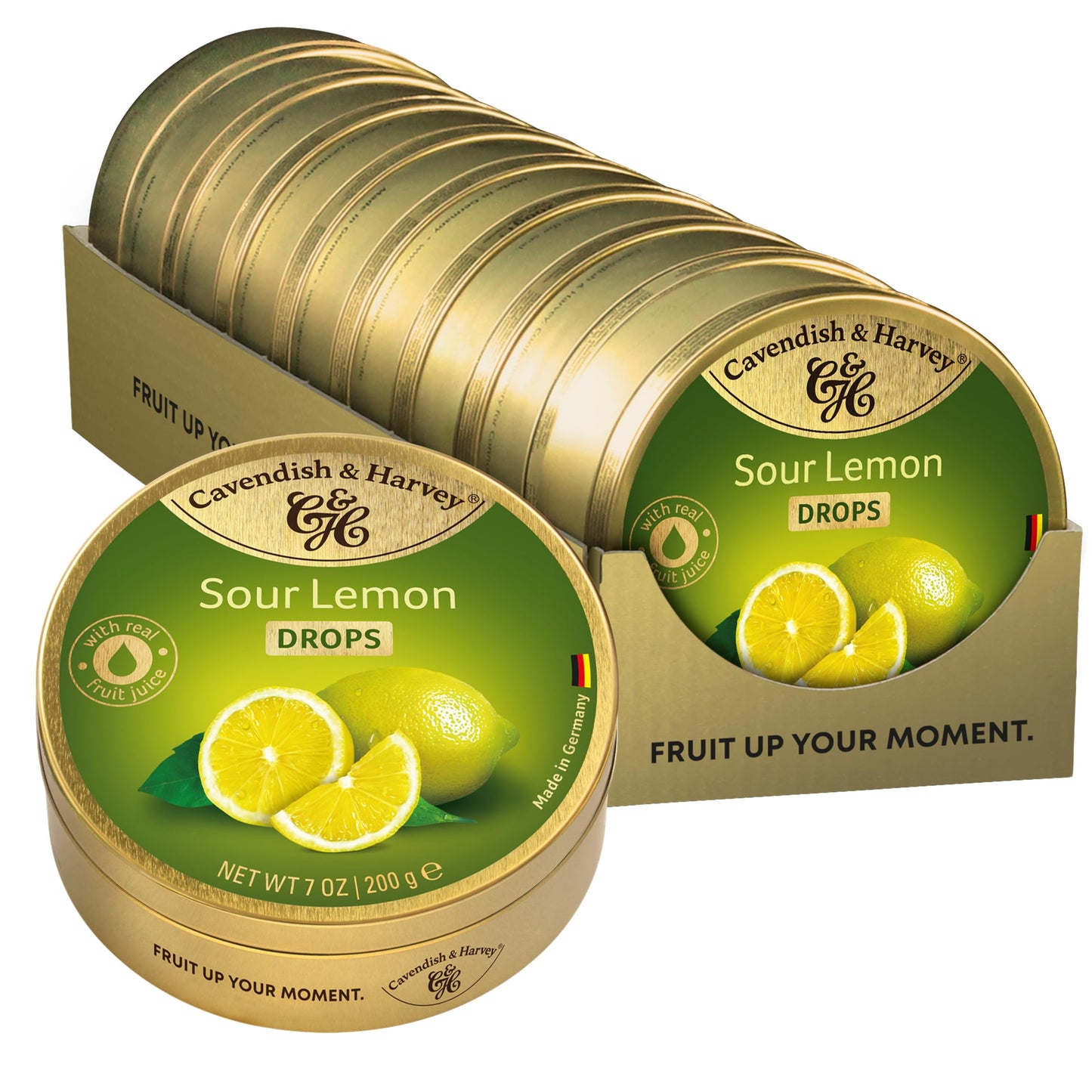 Cavendish & Harvey Travel Tin Sour Lemon Drops 200 g (Pack of 9)
