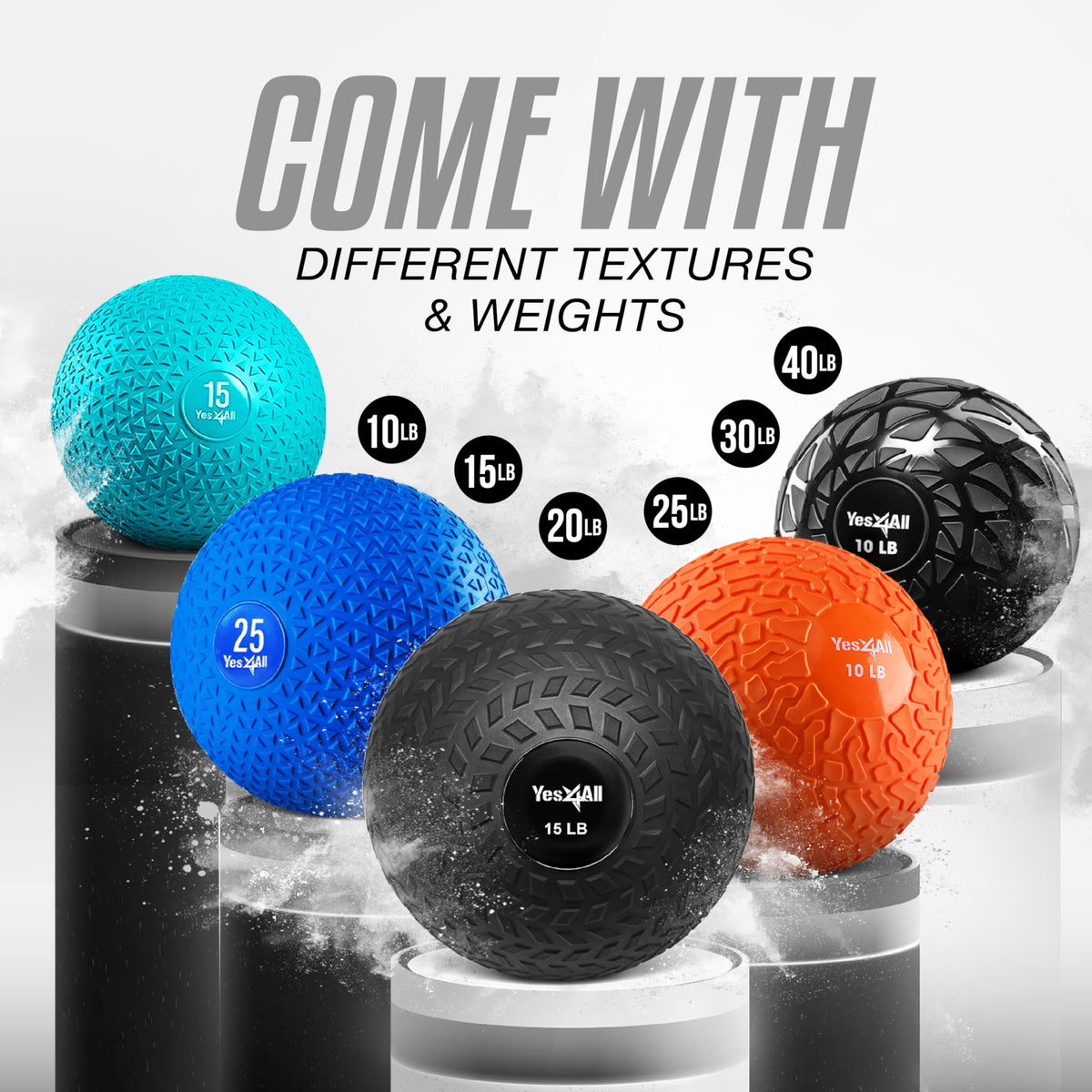 Yes4All 1YHQ 9kg Slam Ball for Strength and Crossfit Workout ? Slam Medicine Ball (9kg, Black)
