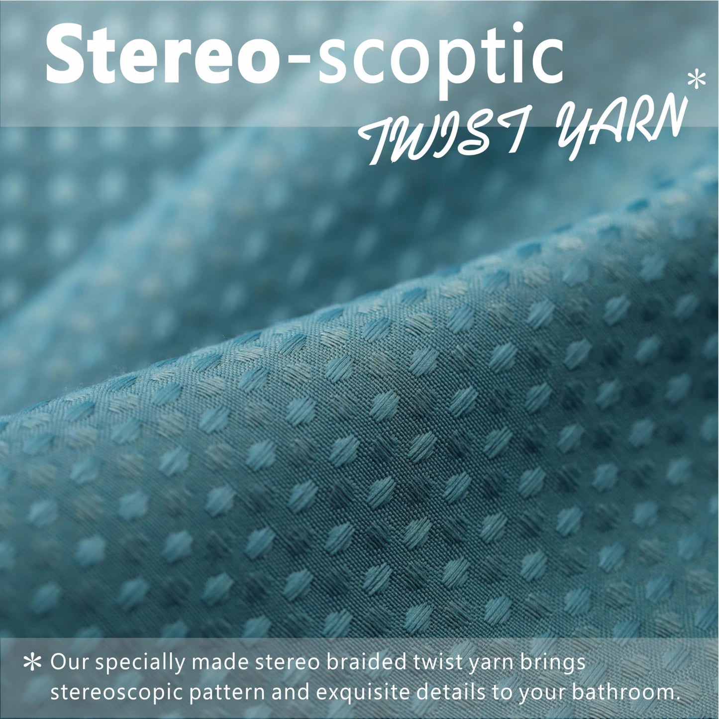 Teal Green Waffle Shower Curtain: Heavy Duty Textured Fabric Shower Curtain for Bathroom