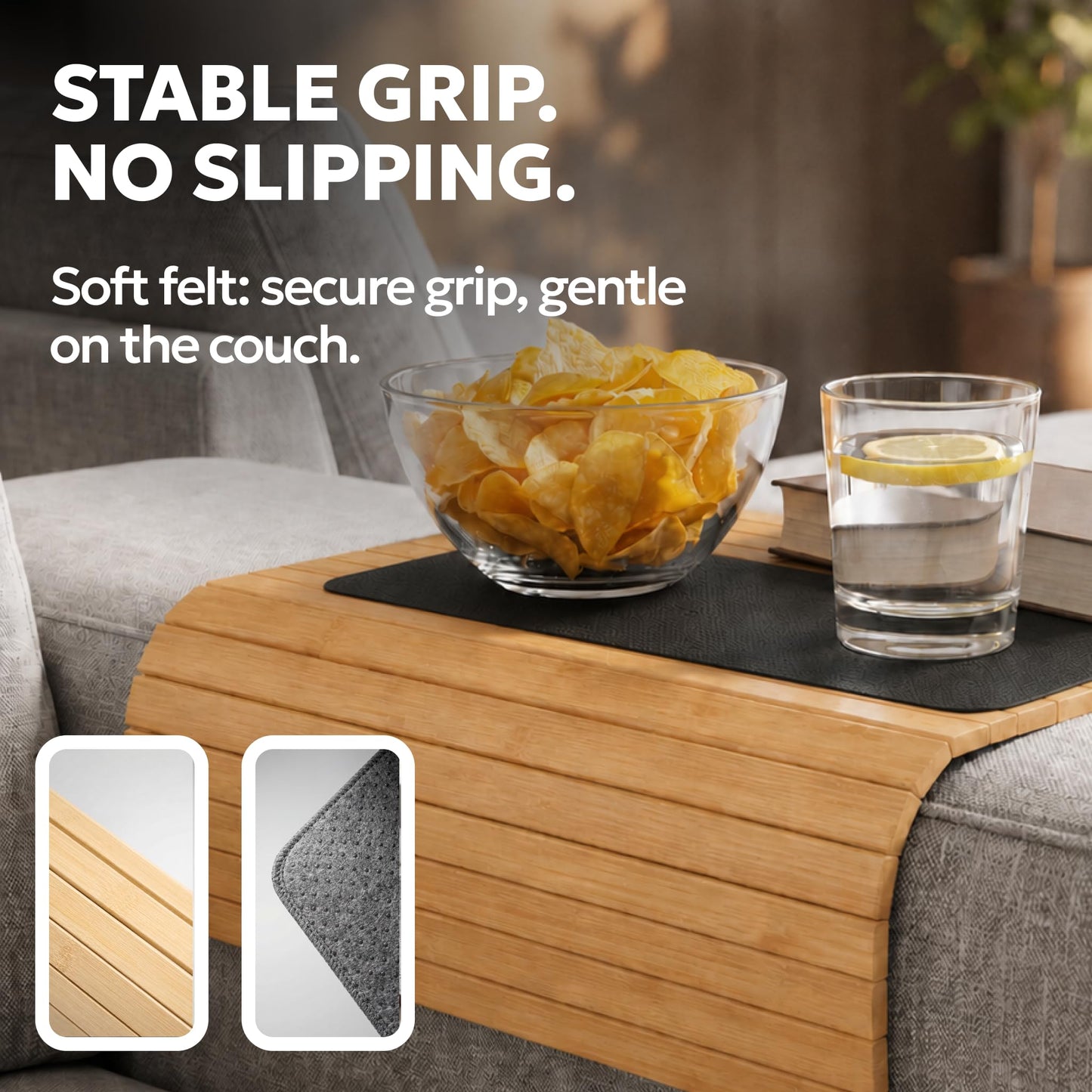 Sofa Arm Tray - Armchair Tray - Sofa Arm Table - Bamboo Armrest Caddy