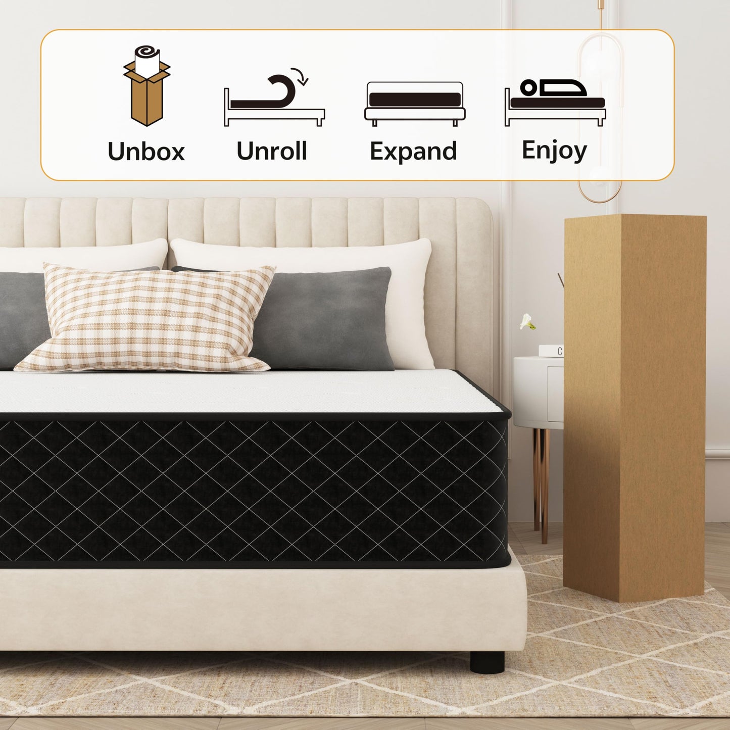 PurrJoys Orthopedic Mattress Double for Back & Lumbar Pain Relief, 10 Inch 7-zone Hybrid Double Mattress Firm with Pocket Sprung & Gel Memory Foam