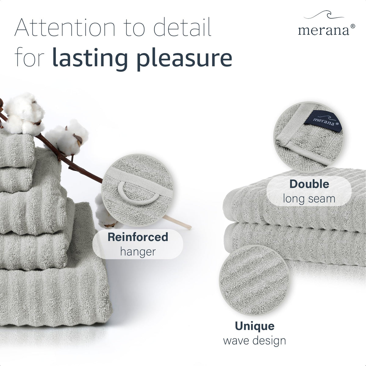 Merana OSLO towel set | quick-drying, soft & lint-free | terry luxury quality | 100% cotton terry | OEKO-TEX | 590 GSM | gift set | Light gray