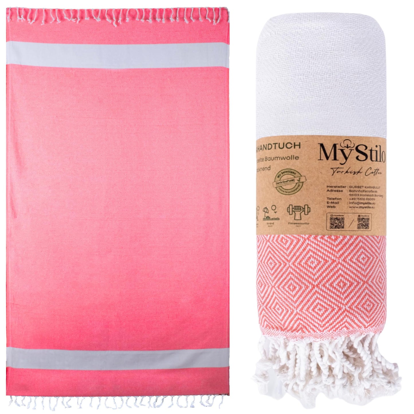 MyStilo 100% Recycled Cotton Hamam Towel (Pomegranate Blossom)