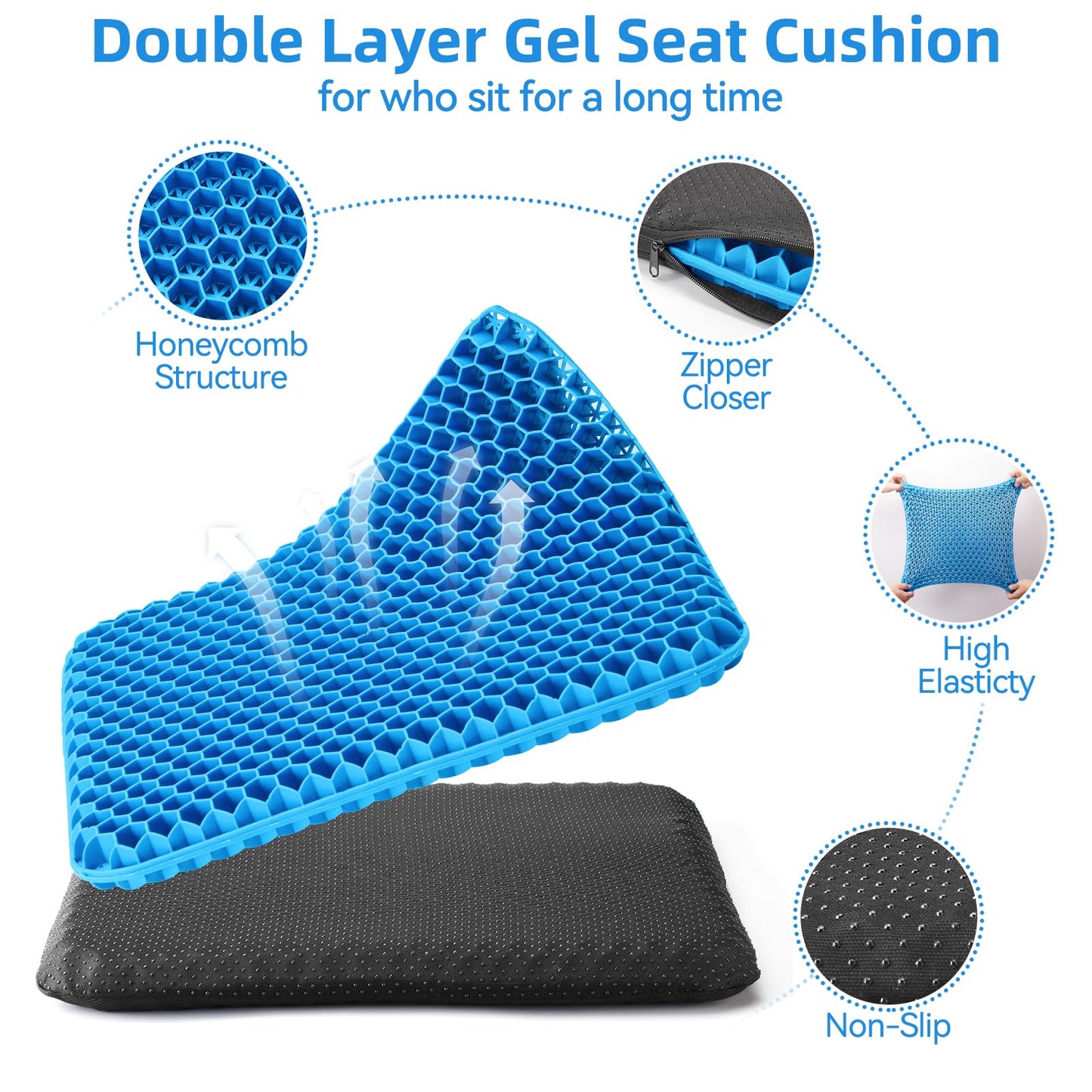 Dyserbuy Honeycomb Cushion, Orthopaedic Gel Seat Cushion for Pressure Relief, Memory Foam Cushions for Office Chairs, Car, and Wheelchair