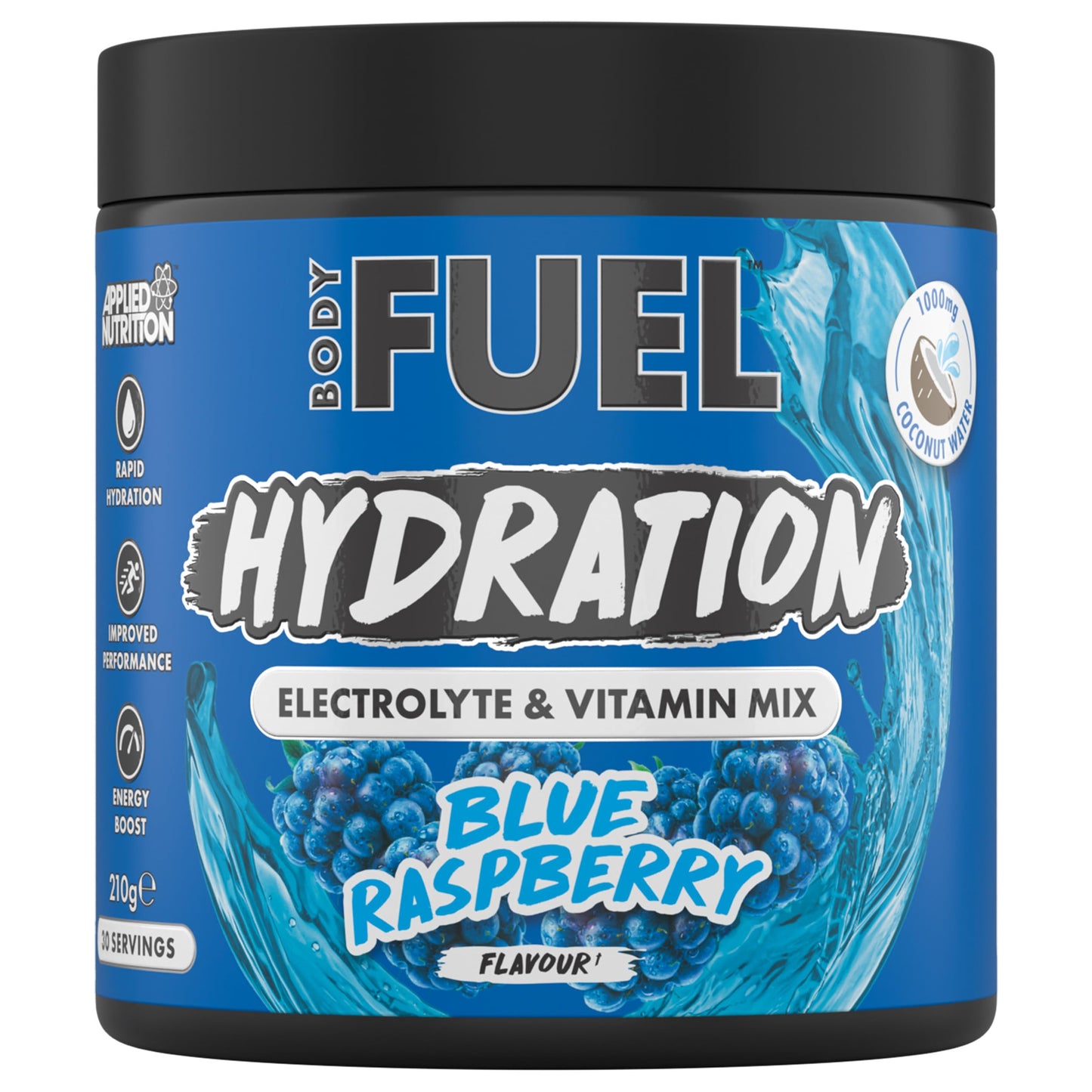 BodyFuel Hydration Electrolyte & Vitamin Powder - Natural Energy & Reduces Tiredness & Optimise Hydration (210g - 30 Servings)(Blue Raspberry)