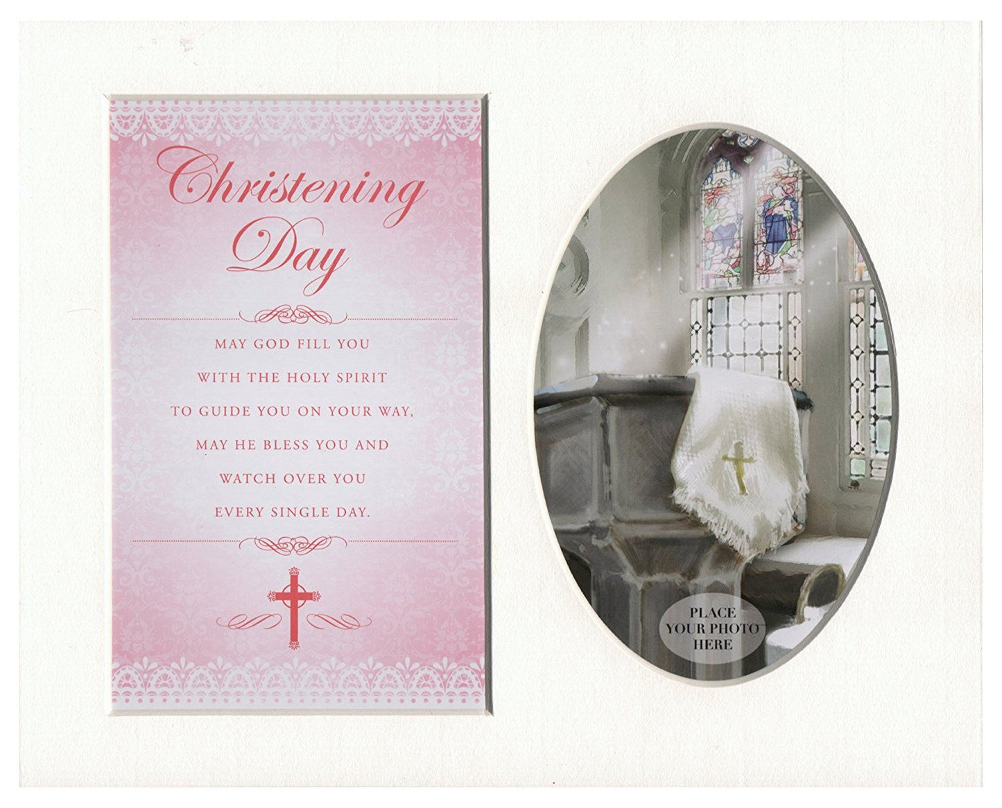 Christening Day (Pink) Special Keepsake Photo Frame Mount