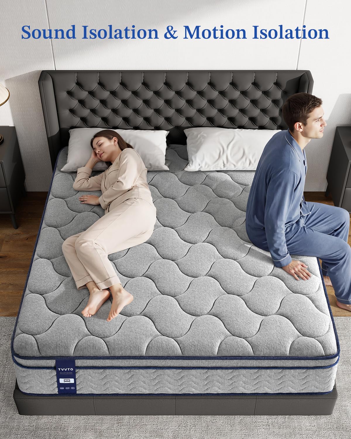 TVVTO Single Hybrid Mattress 3FT - 10.2Inch Medium Firm 90x190x26cm