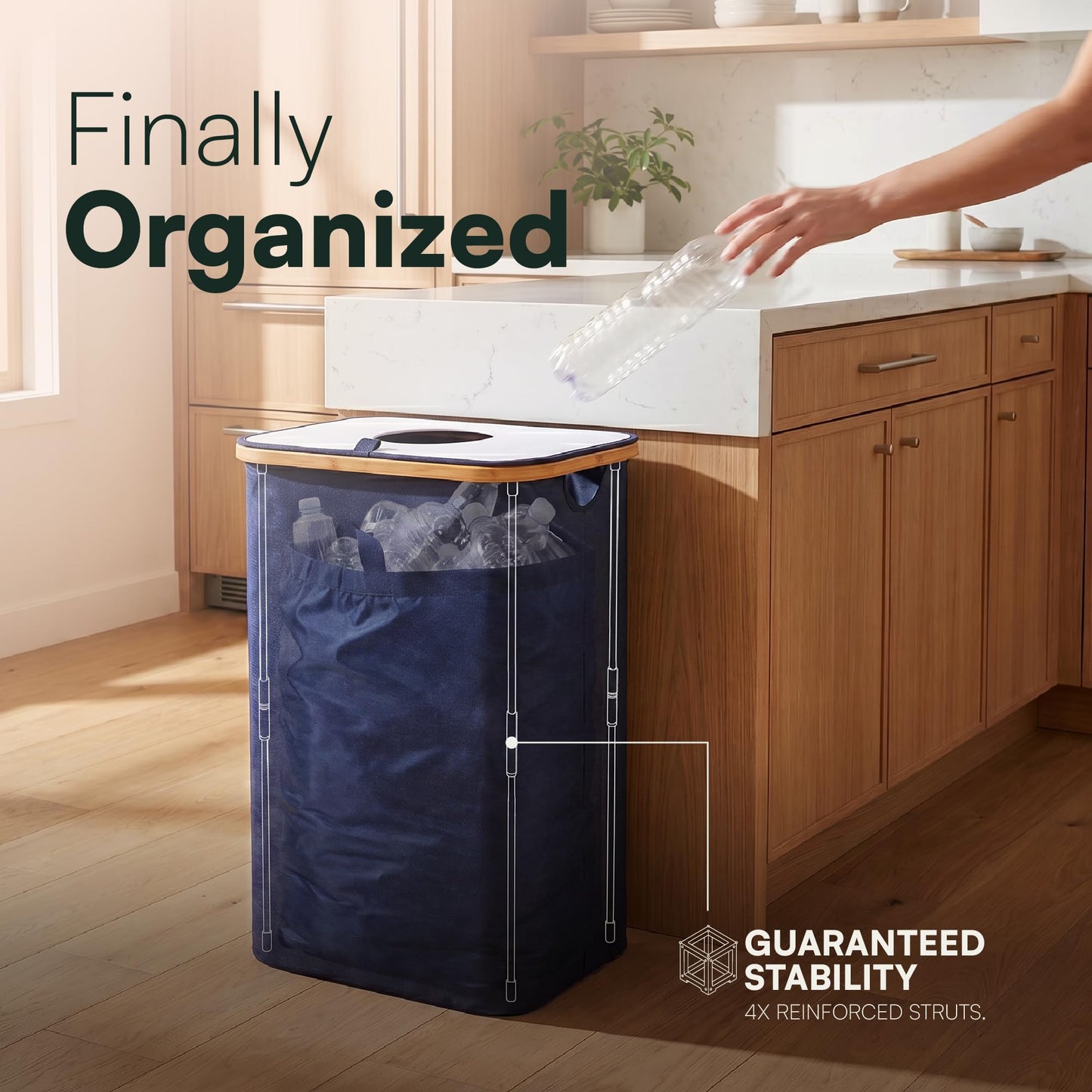 Recycling Bins for Kitchen - Recycle Bin with Lid - Foldable Container Set