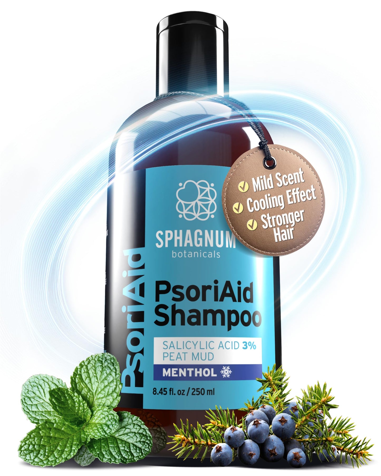 Sphagnum Botanicals Psoriasis Shampoo with Salicylic Acid - Peat and Menthol For Dry, Flaky and Sensitive Scalp. Refreshing Cleanse, Supports Scalp