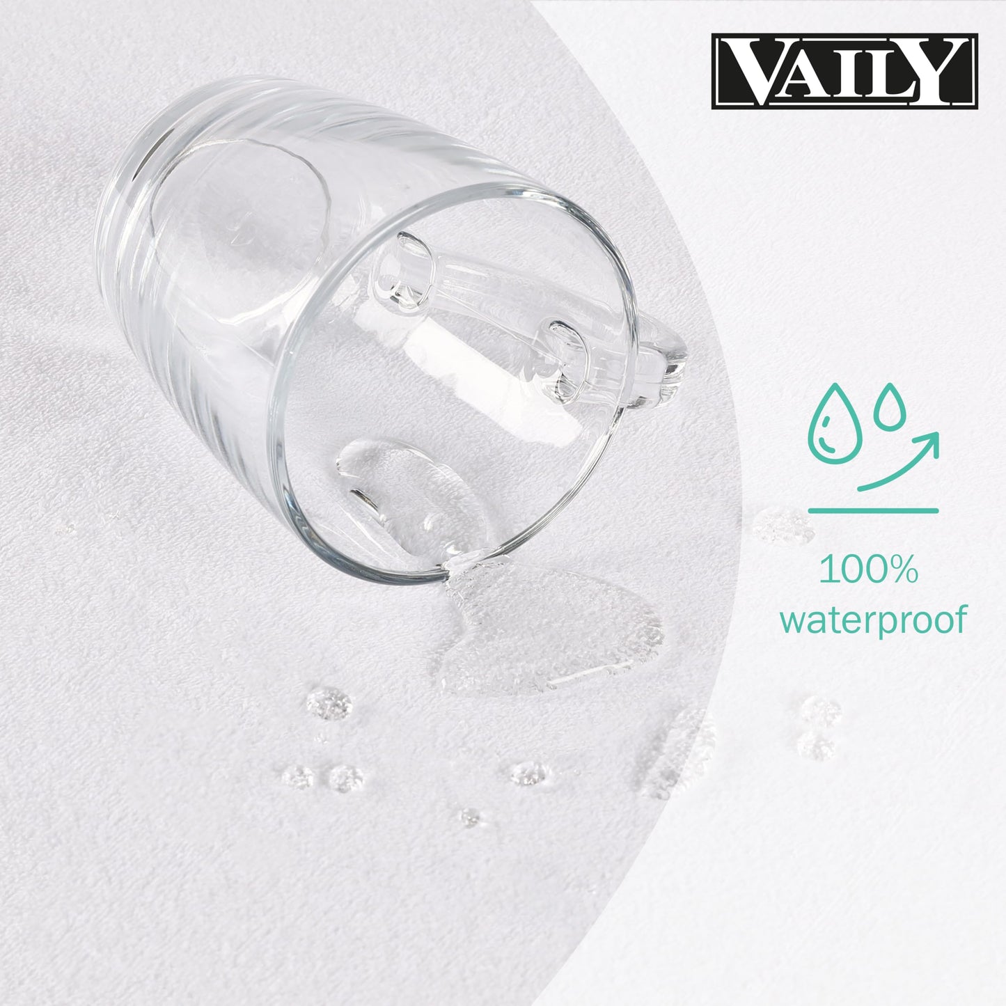 Vaily Mattress Protector 180 x 200 cm – Oeko-Tex Certified Mattress Protector, Waterproof and Washable Mattress Topper