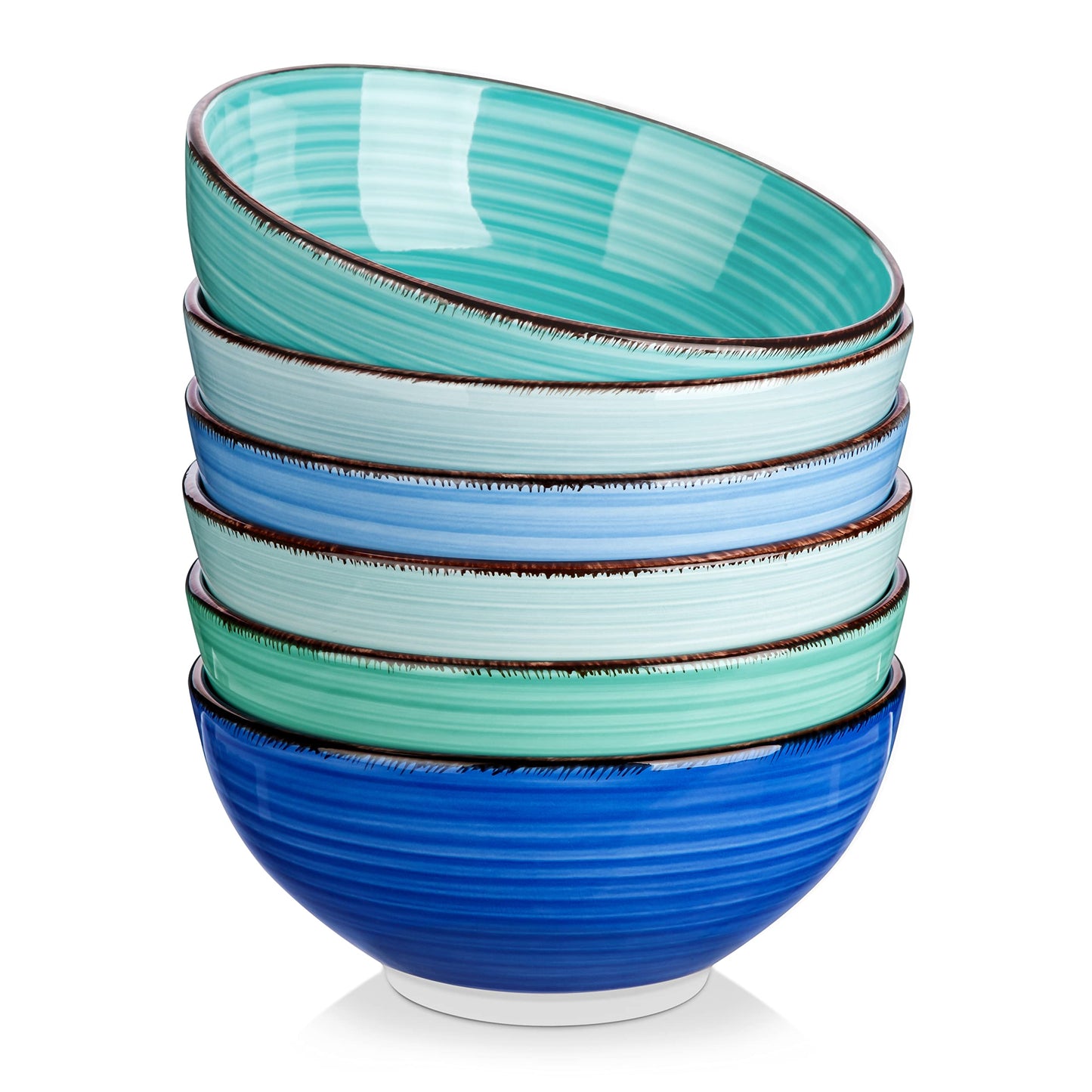 vancasso Bonita Cereal Bowls Set of 6, 27 Oz Ceramic Soup Bowls, Serving Bowls for Salad, Noodle, Porridge, Rice, Dishwasher & Microwave Safe, Cool