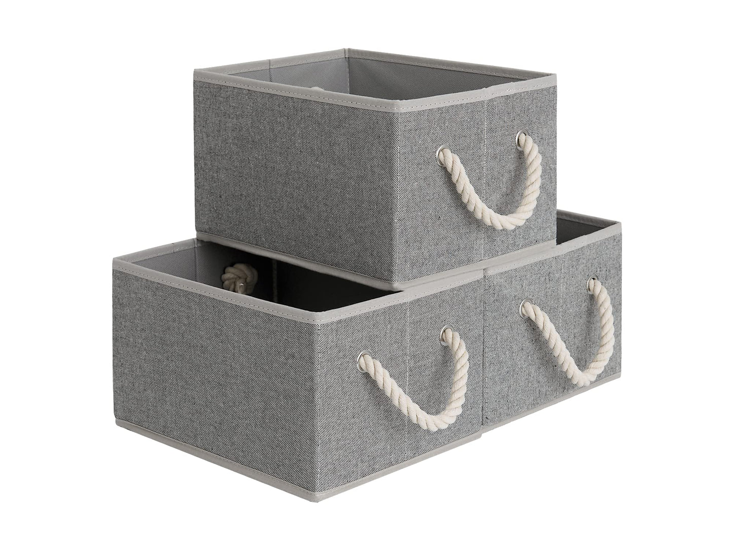 StorageWorks Storage Baskets for Shelves, Foldable Storage Boxes with Soft Handles, Fabric Organiser Boxes for Wardrobe