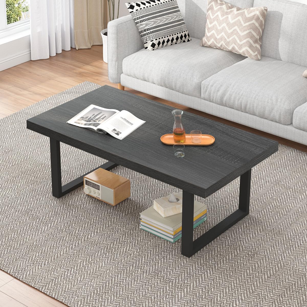 IBF Coffee Table Living Room Wooden Center Coffee Tables 100cm Dark Oak