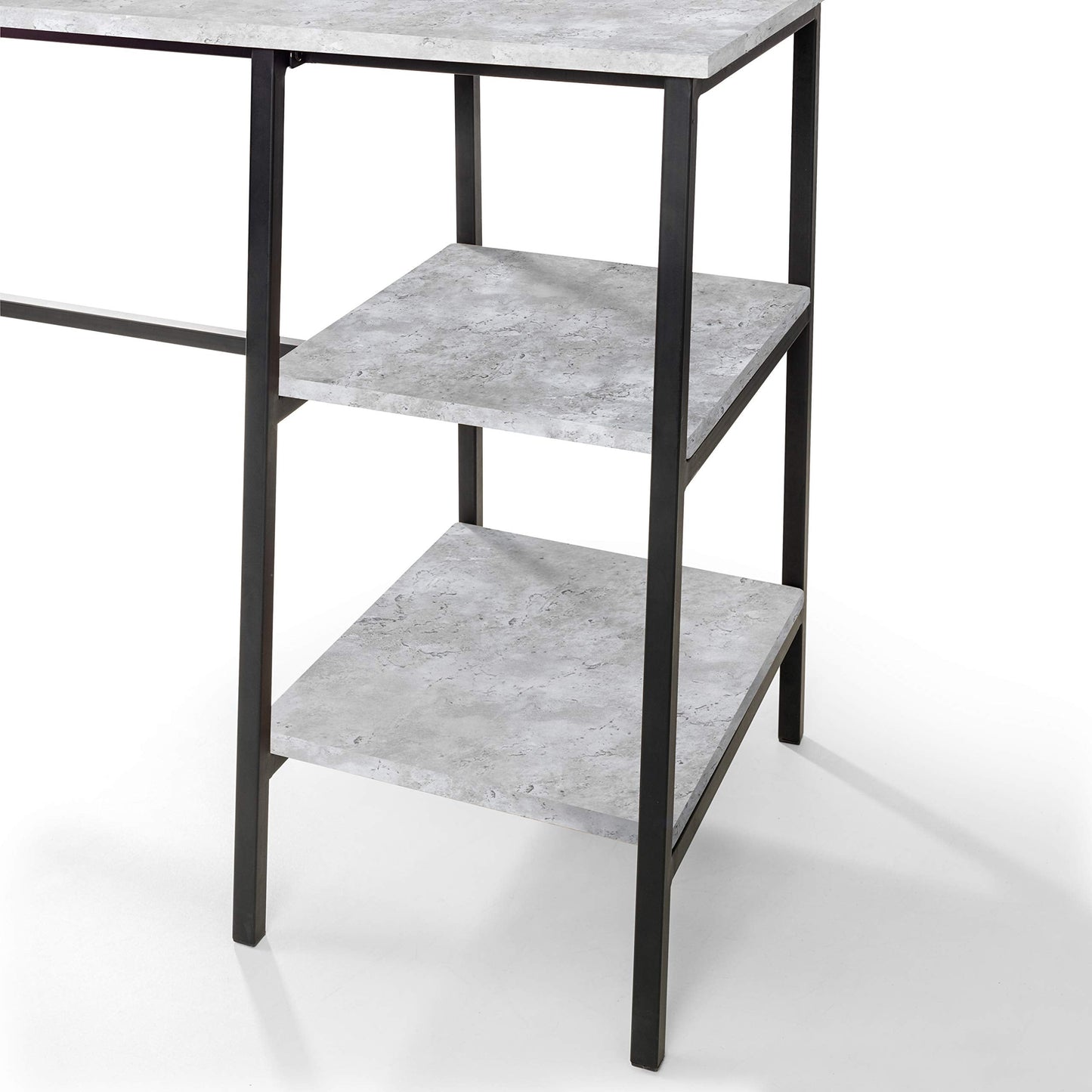Julian Bowen Staten Desk with Shelves, Concrete Effect - H72 x W104 x D45cm