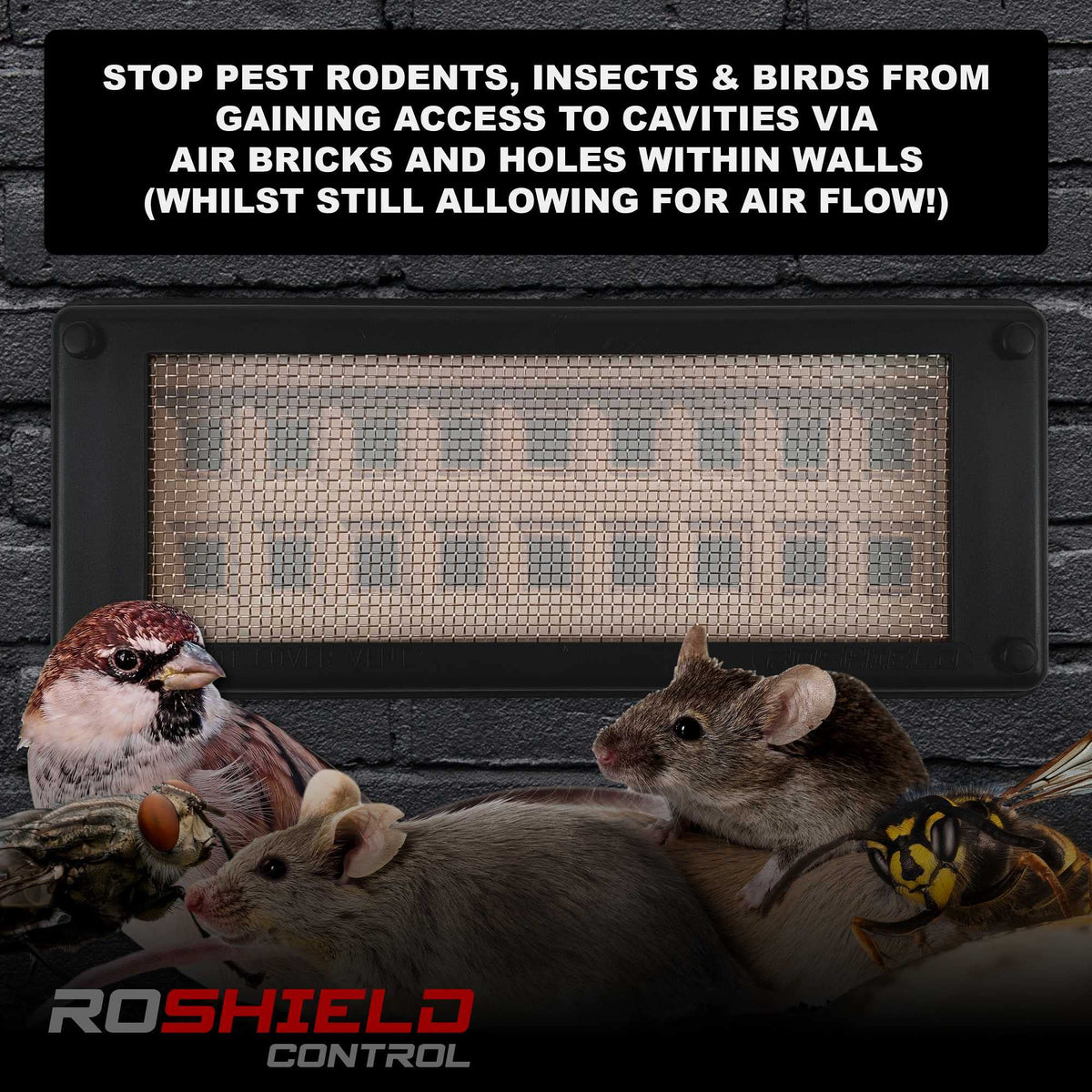 Roshield Pest Proofing Air Brick Mesh Vent Cover | Mouse Insect Rodent Control Prevention x 10 (Brown, Standard)