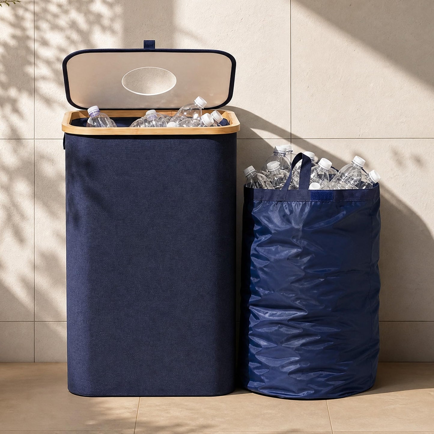 Recycling Bins for Kitchen - Recycle Bin with Lid - Foldable Container Set