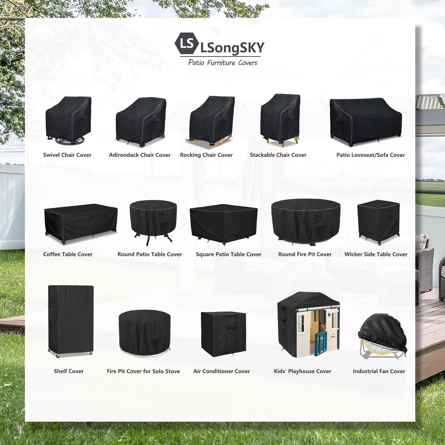 LSongSKY Outdoor Swivel Lounge Chair Cover 2 Pack,Waterproof Heavy Duty Outdoor Chair Covers,Patio Rocking Chair Covers For Outdoor Furniture,(30 W x
