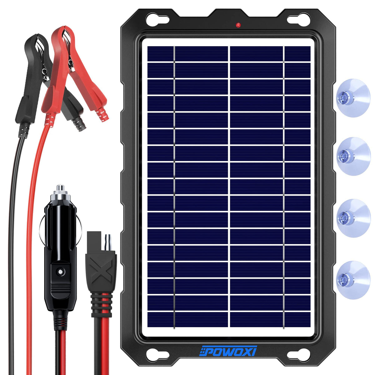 Upgraded 7.5W-Solar-Battery-Trickle-Charger-Maintainer-12V Portable Waterproof Solar Panel Trickle Charging Kit for Car, Automotive, Motorcycle, Boat,