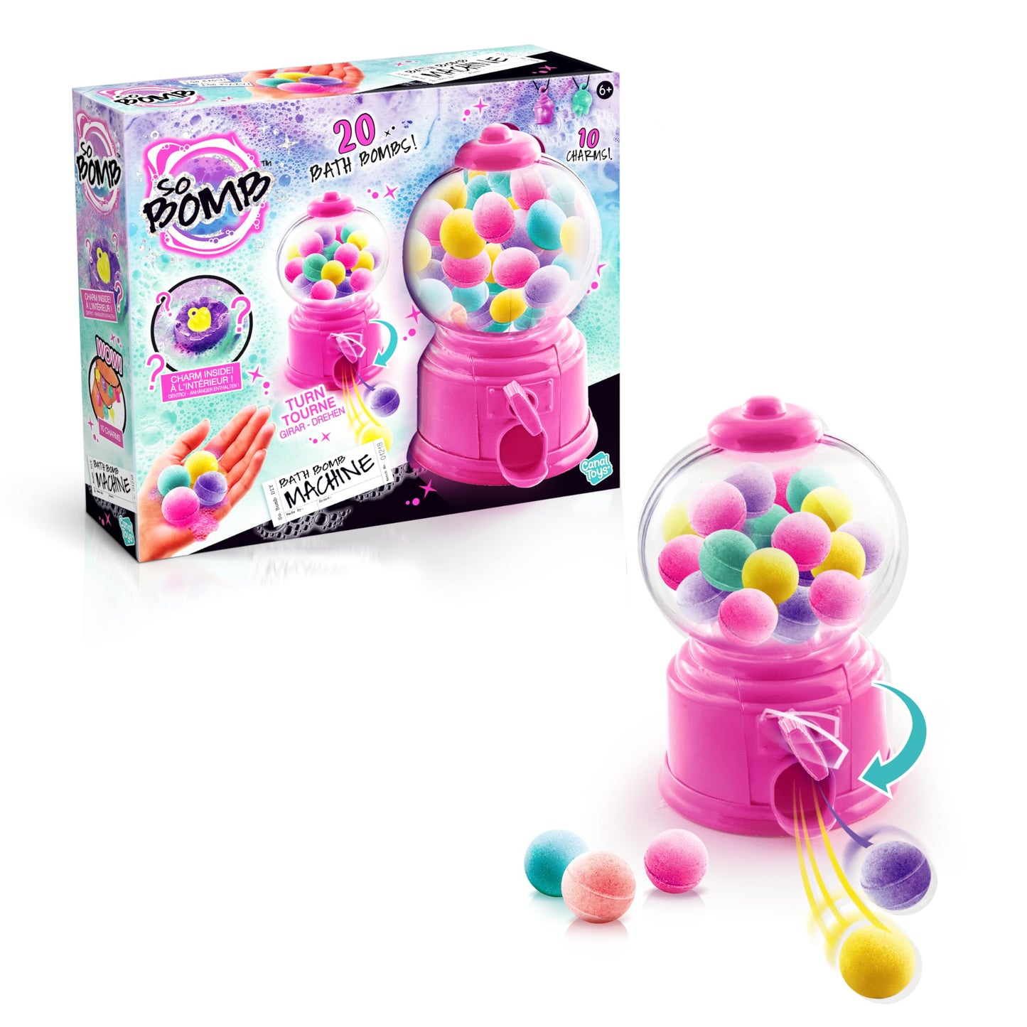 Canal Toys - So Bomb - Vintage Bath Bomb Dispenser Surprise Machine - Scented Bath Bomb Set with Retro Style Dispenser for Bath Time Relaxation - DIY