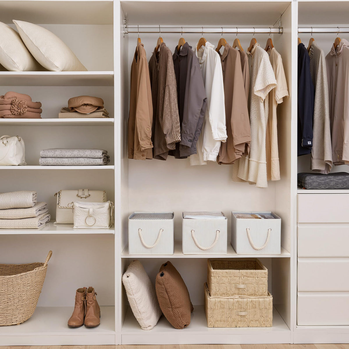 StorageWorks Large Storage Boxes for Organising, Foldable Storage Baskets for Shelves, Fabric Storage Boxes with Handles