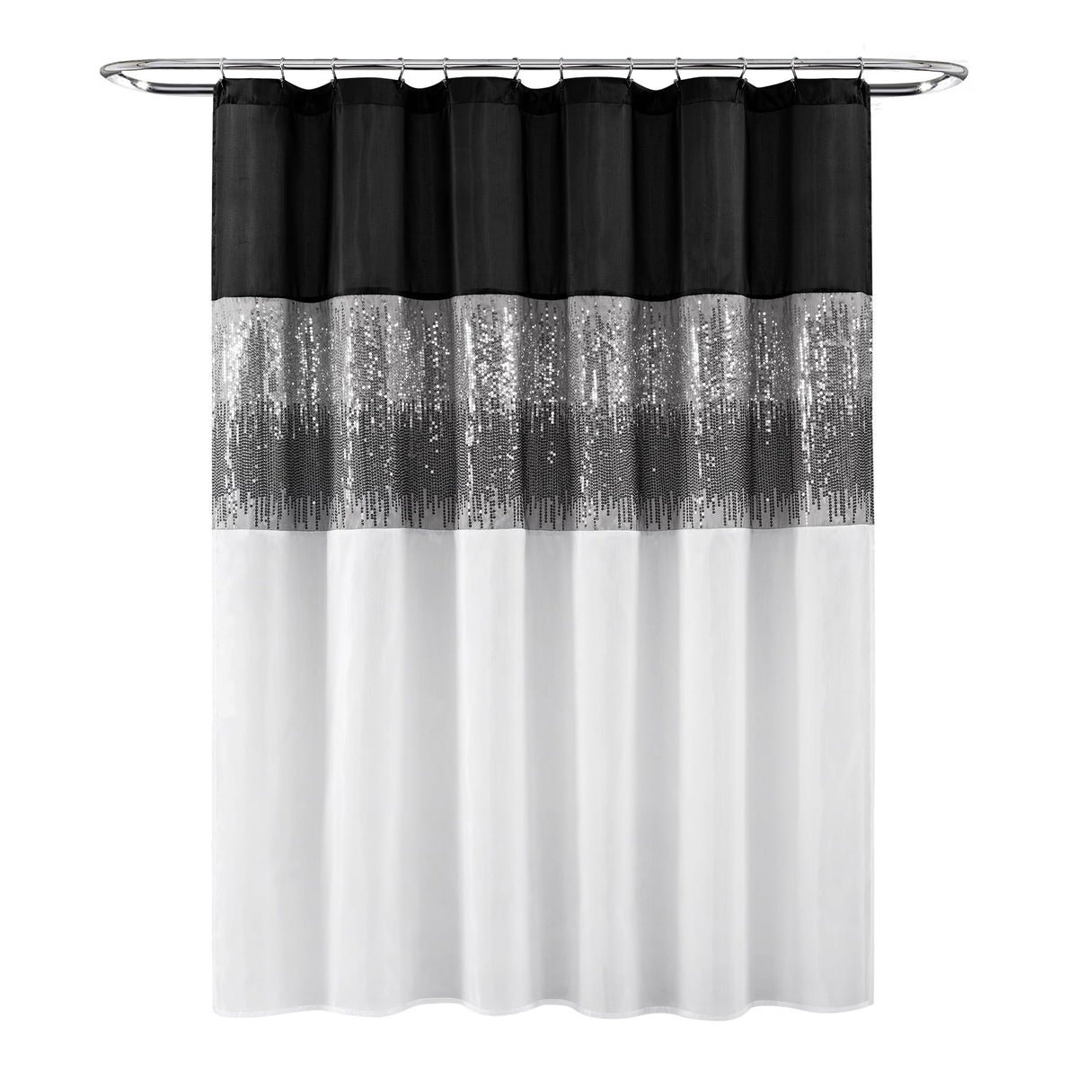 Lush Decor Night Sky Shower Curtain, 72" x 72", Black & White