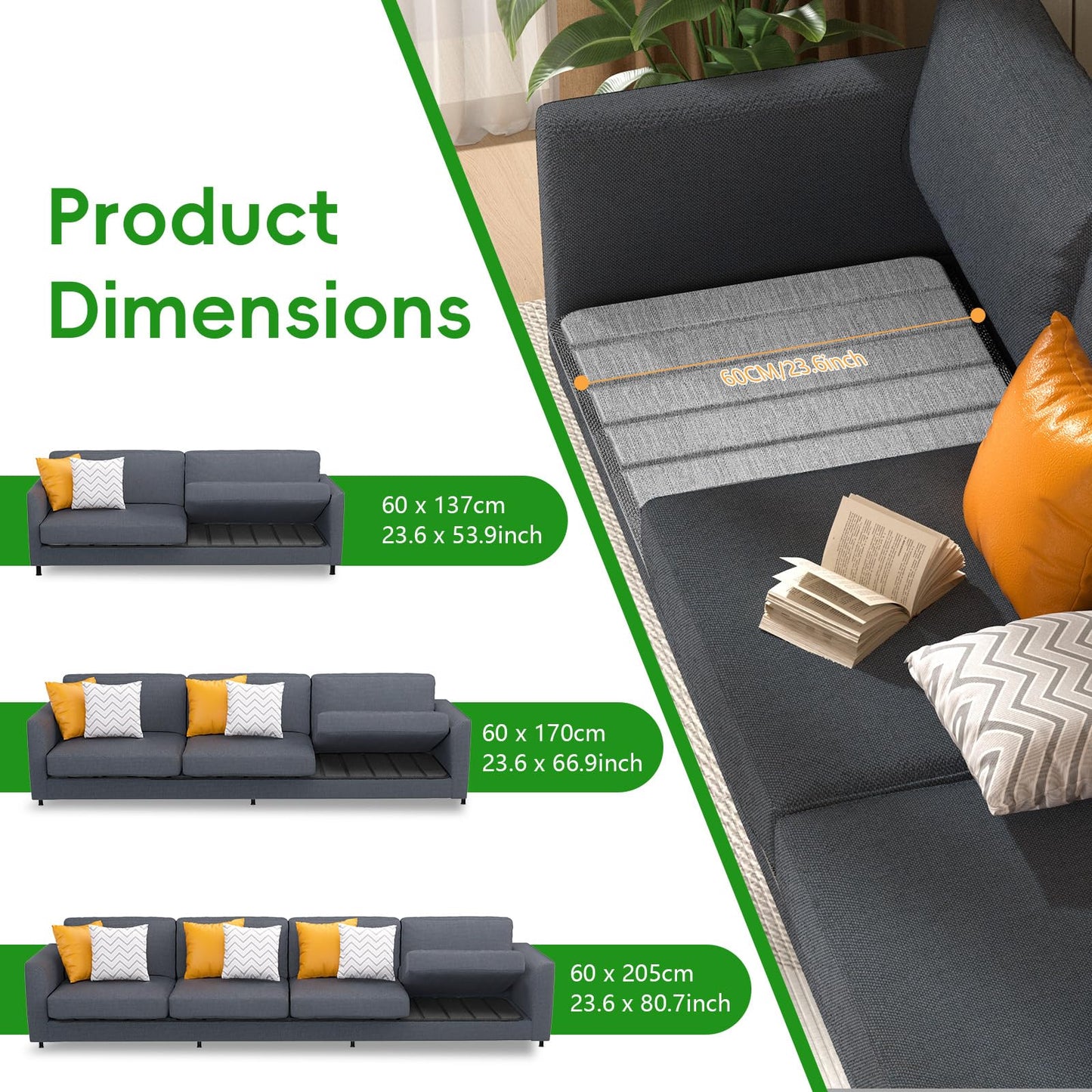 VERONLY Heavy Duty Couch Cushion Support Board to Fix Sagging Sofas- (60x205CM) Sofa, Thick Boards Add Strong Seat Supports, Stays in Place