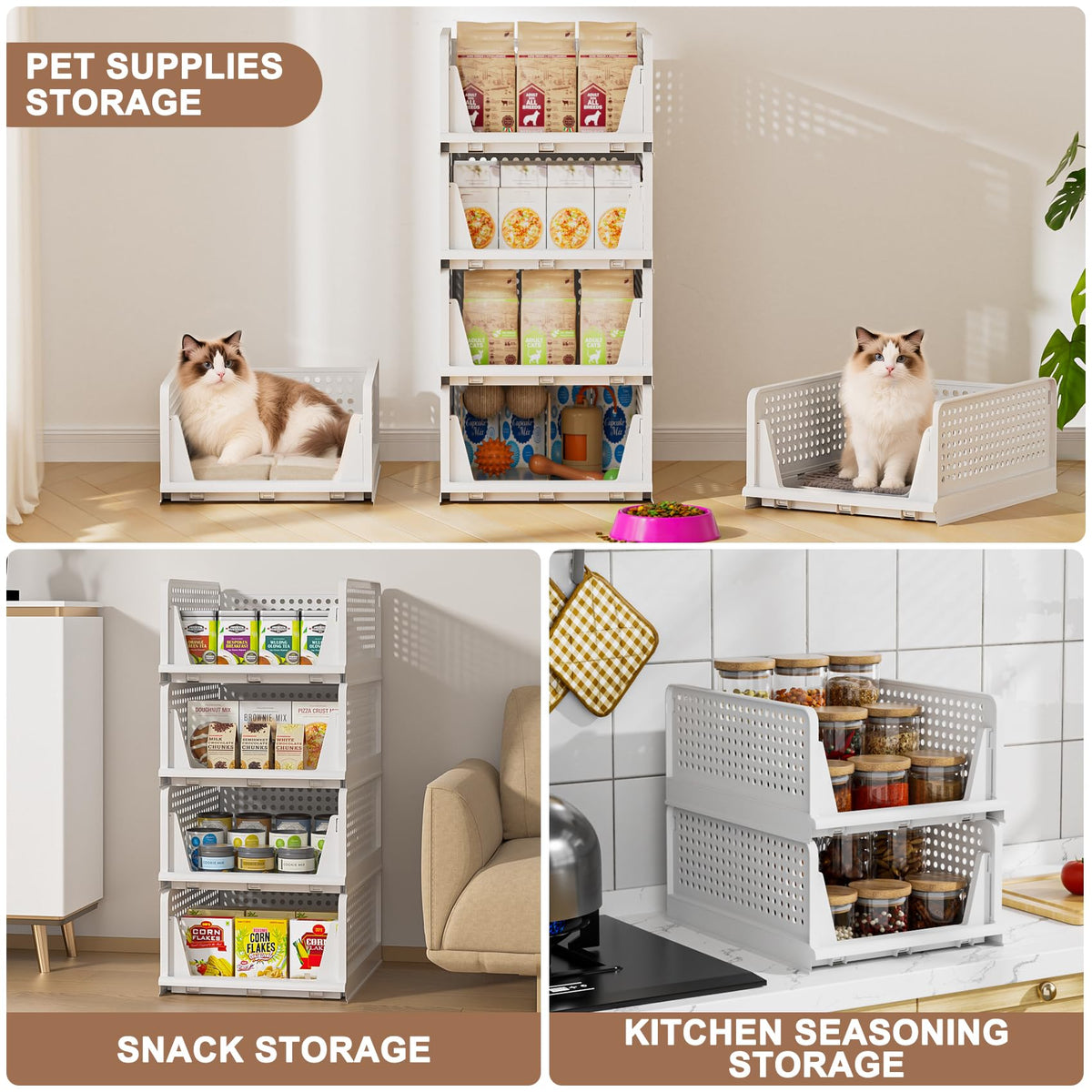 Neprock Wardrobe Storage Organiser - 4 Pack Stackable Storage Drawers for Inside Wardrobe Shelves, Plastic Closet Organiser Drawer