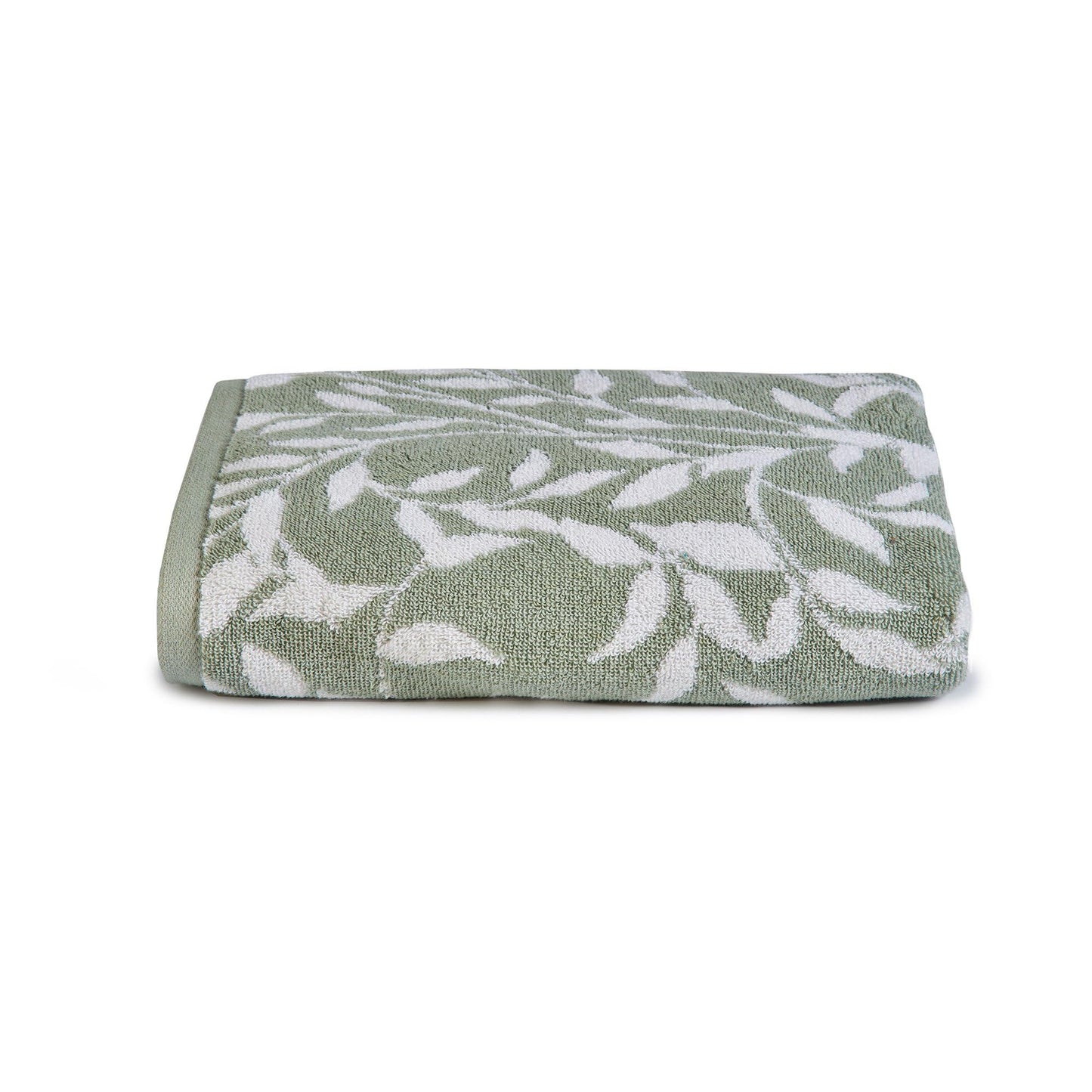 Dreams & Drapes - Sage Green Leaf Bath Sheet (90 x 150cm) - 100% Cotton - Soft Touch - Botanical Vintage Design - Sage Floral Bath Sheet - Bathroom