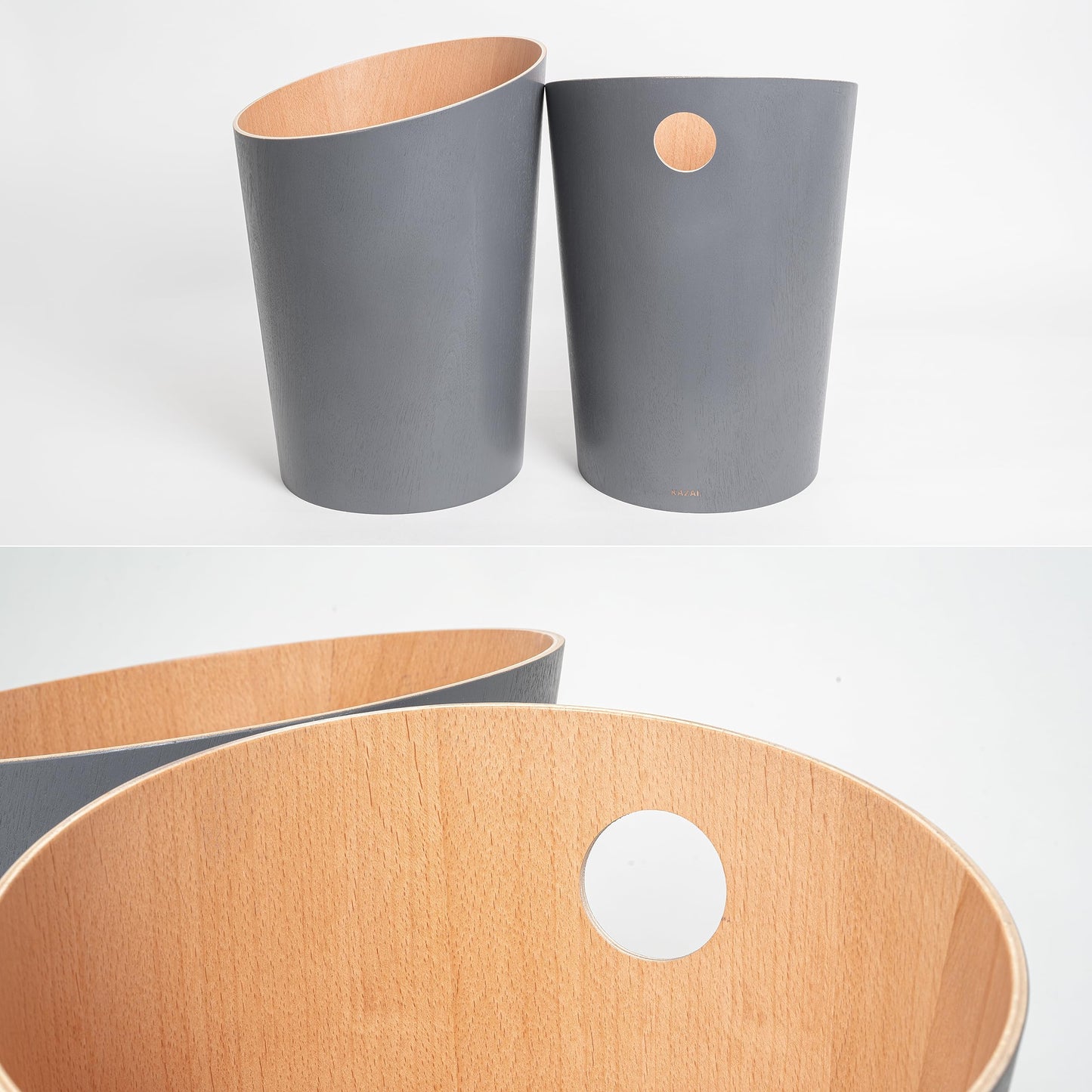 Kazai. Design Paper Bin 'Bennet' | Unique Waste Paper Basket for Office, Bedroom, Children's Room, and More | Office Bin Made of Real Wood Veneer |
